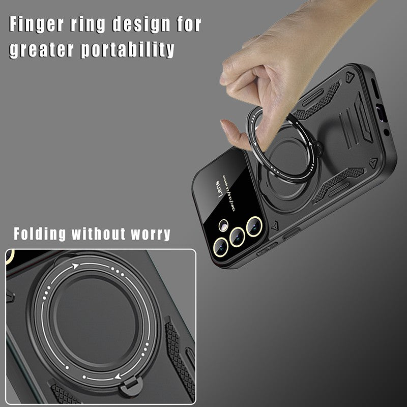 For Samsung Galaxy A14 4G Anti-drop Phone Case PC TPU Ring Kickstand Cover Compatible with MagSafe