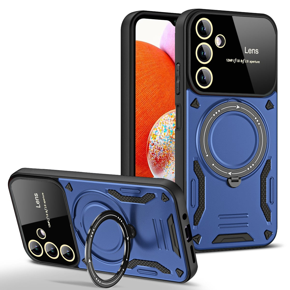 For Samsung Galaxy A14 4G Anti-drop Phone Case PC TPU Ring Kickstand Cover Compatible with MagSafe