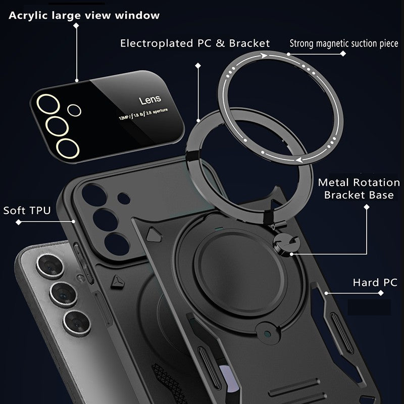 For Samsung Galaxy A14 4G Anti-drop Phone Case PC TPU Ring Kickstand Cover Compatible with MagSafe