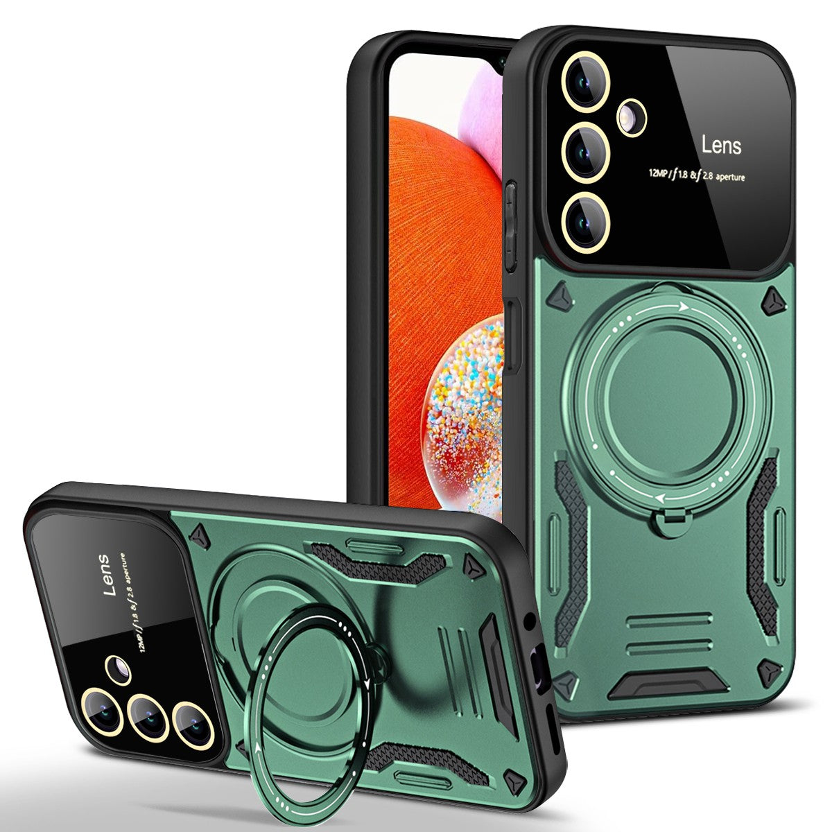 For Samsung Galaxy A14 4G Anti-drop Phone Case PC TPU Ring Kickstand Cover Compatible with MagSafe