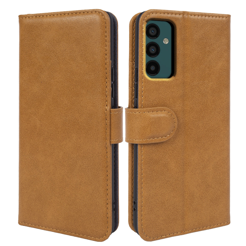 For Samsung Galaxy M23 5G F23 5G Genuine Cow Leather Phone Cover Waxy Texture Stand Wallet Case