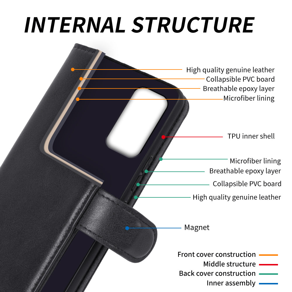 For Samsung Galaxy M23 5G F23 5G Genuine Cow Leather Phone Cover Waxy Texture Stand Wallet Case
