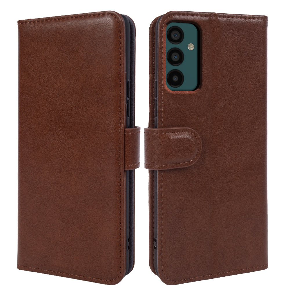 For Samsung Galaxy M23 5G F23 5G Genuine Cow Leather Phone Cover Waxy Texture Stand Wallet Case