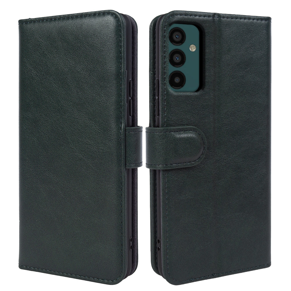 For Samsung Galaxy M23 5G F23 5G Genuine Cow Leather Phone Cover Waxy Texture Stand Wallet Case