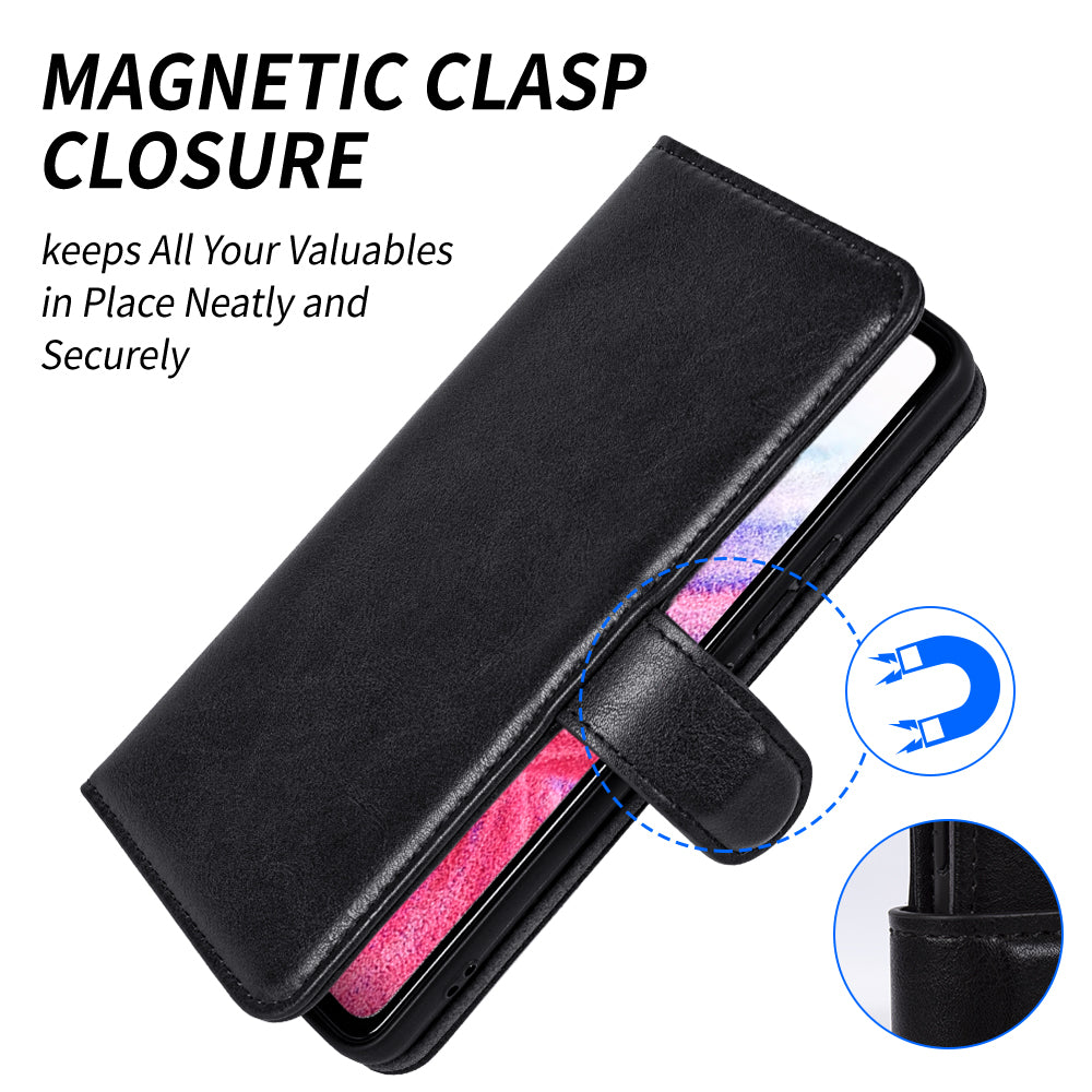 Wallet Genuine Cow Leather Cover for Samsung Galaxy A51 5G SM-A516 Cell Phone Case Waxy Texture Stand Shell