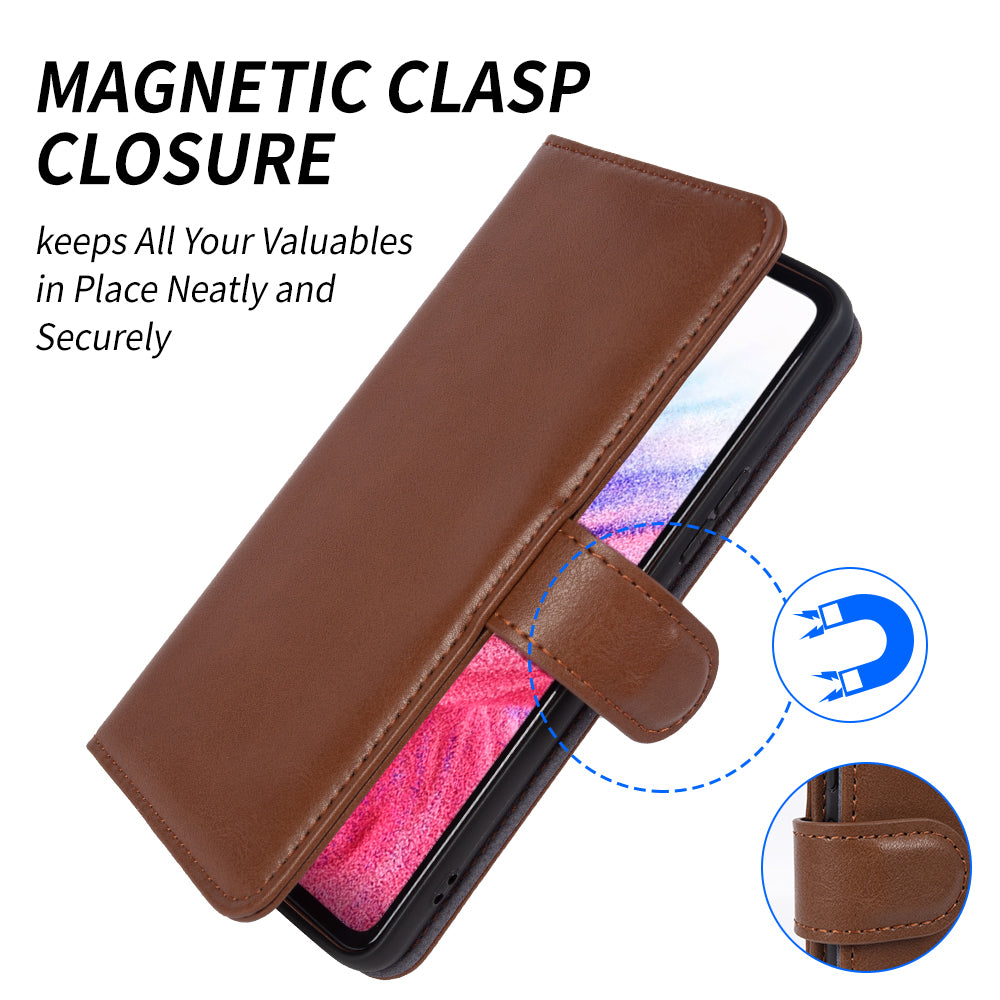 For Samsung Galaxy A53 5G Phone Wallet Cover Waxy Texture Genuine Cow Leather Stand Smartphone Case