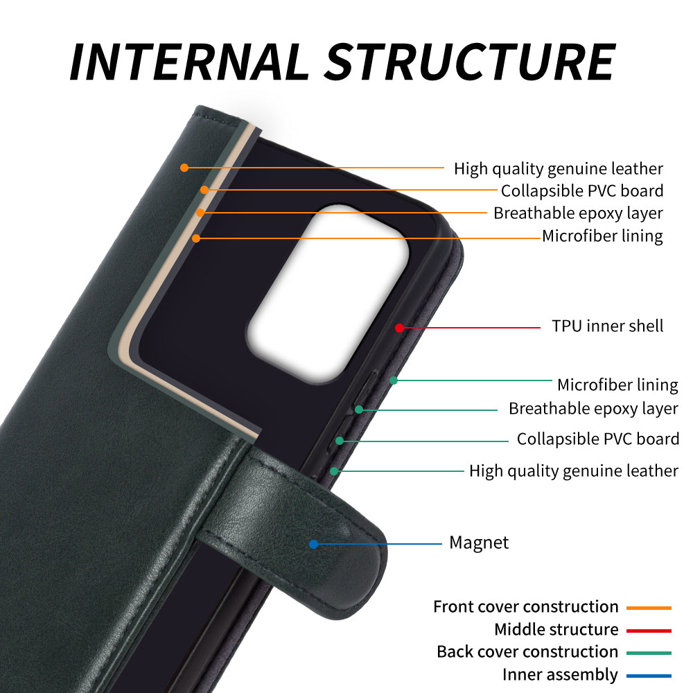 For Samsung Galaxy A53 5G Phone Wallet Cover Waxy Texture Genuine Cow Leather Stand Smartphone Case