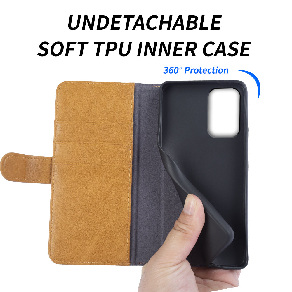 For Samsung Galaxy A53 5G Phone Wallet Cover Waxy Texture Genuine Cow Leather Stand Smartphone Case