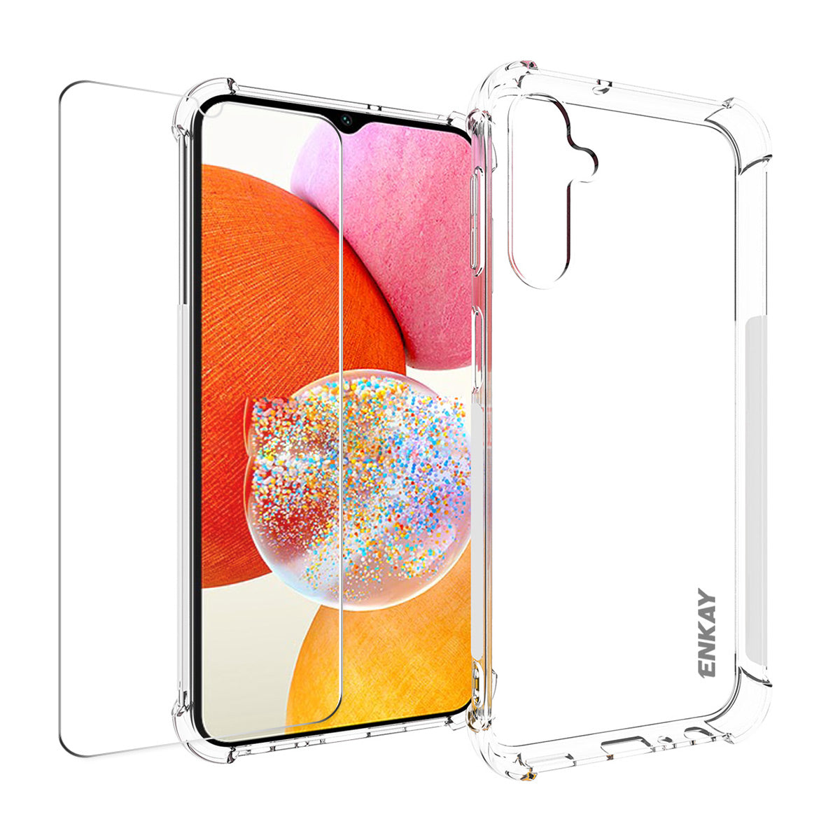 ENKAY HAT PRINCE TPU Cover for Samsung Galaxy A25 5G , Transparent Phone Case with High Aluminium-silicon Glass Screen Film