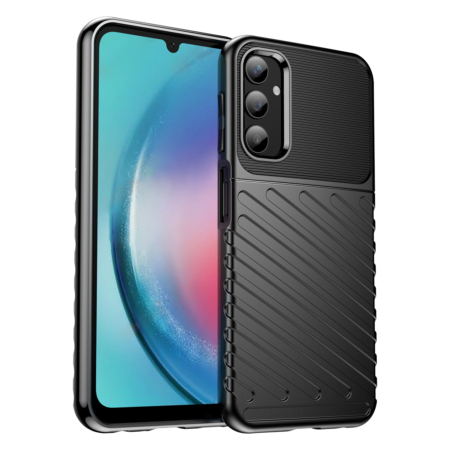 Thunder Series For Samsung Galaxy A25 5G Twill Texture TPU Phone Cover Thicken Anti-drop Phone Case