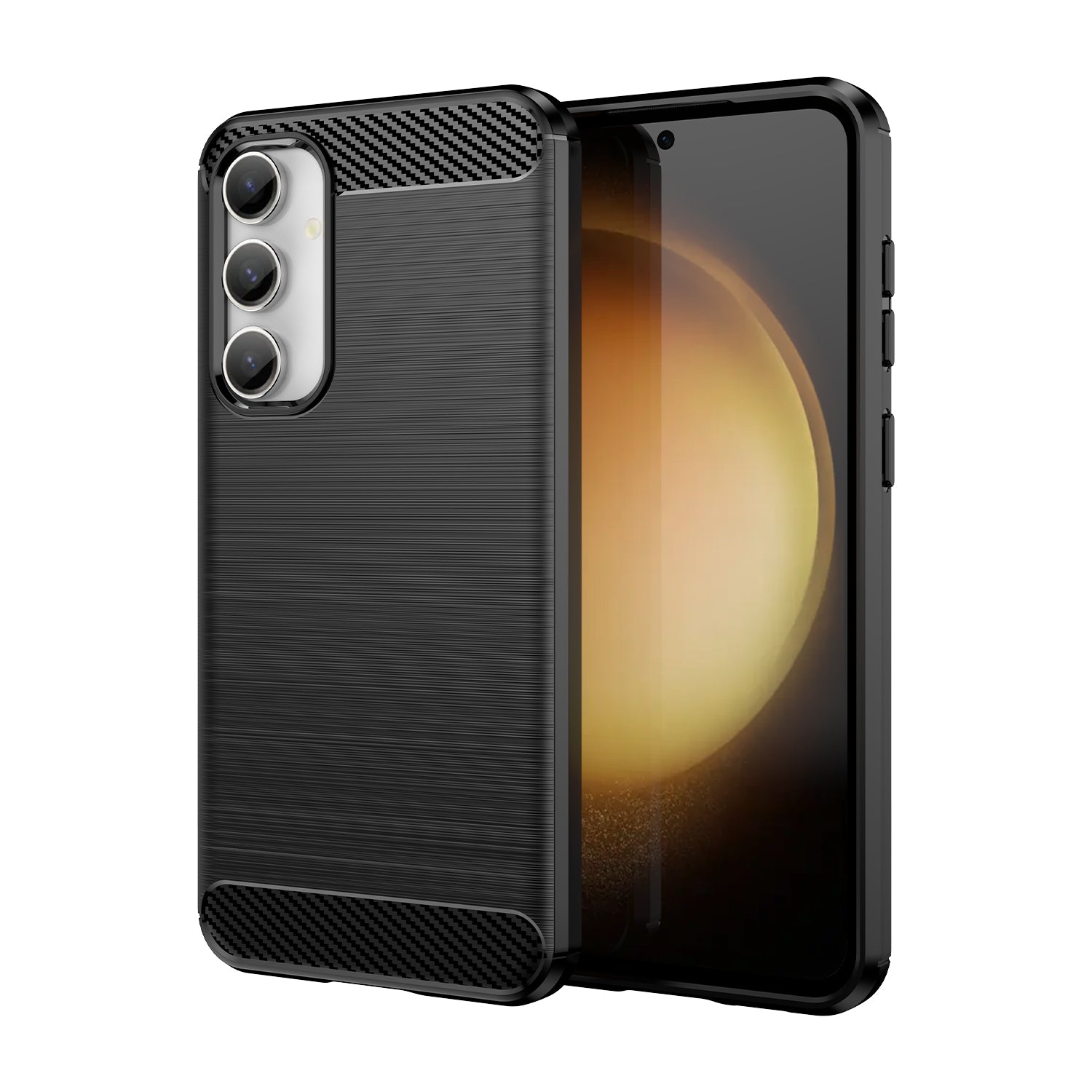 For Samsung Galaxy S23 FE Soft TPU Brushed Phone Case Carbon Fiber Texture Phone Back Cover