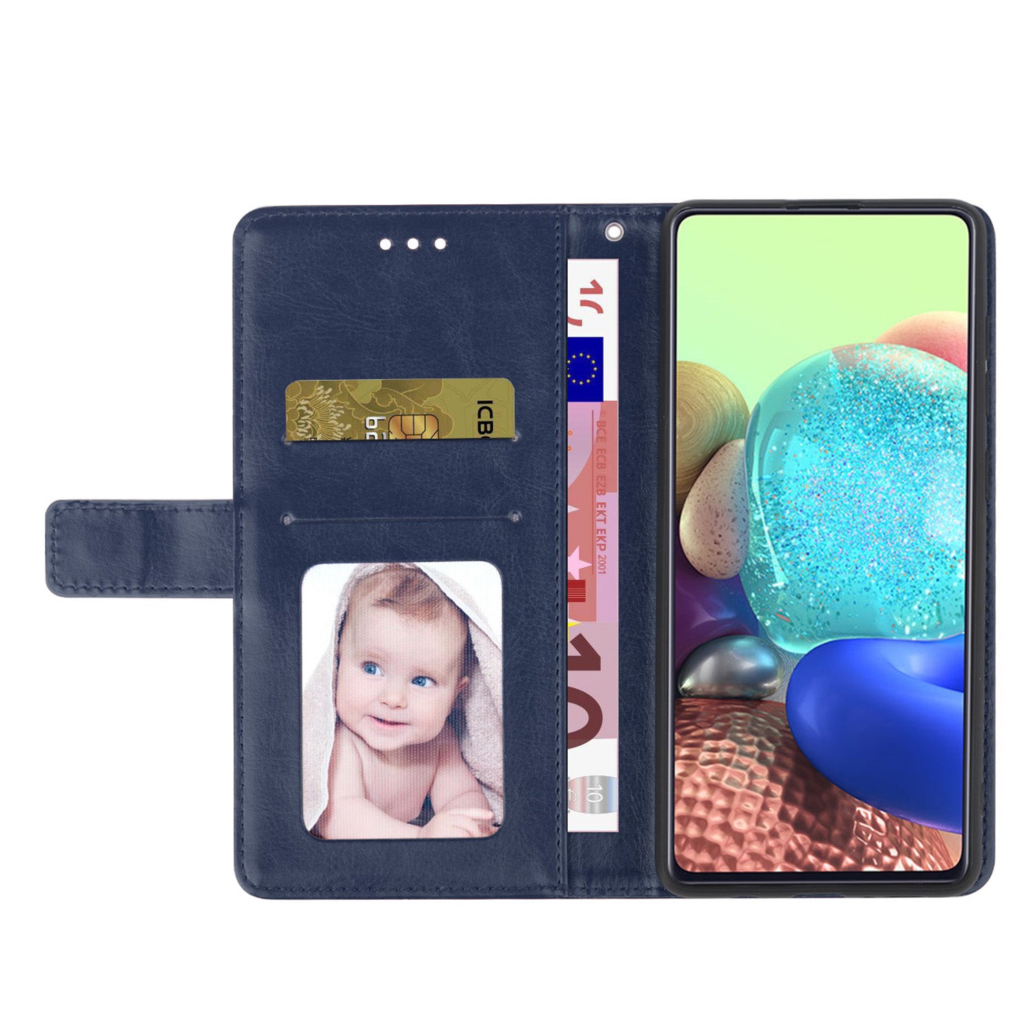 HT01 til Samsung Galaxy F34 5G M34 5G telefonholderetuiet Y-formet linjepåtrykt læderpungcover