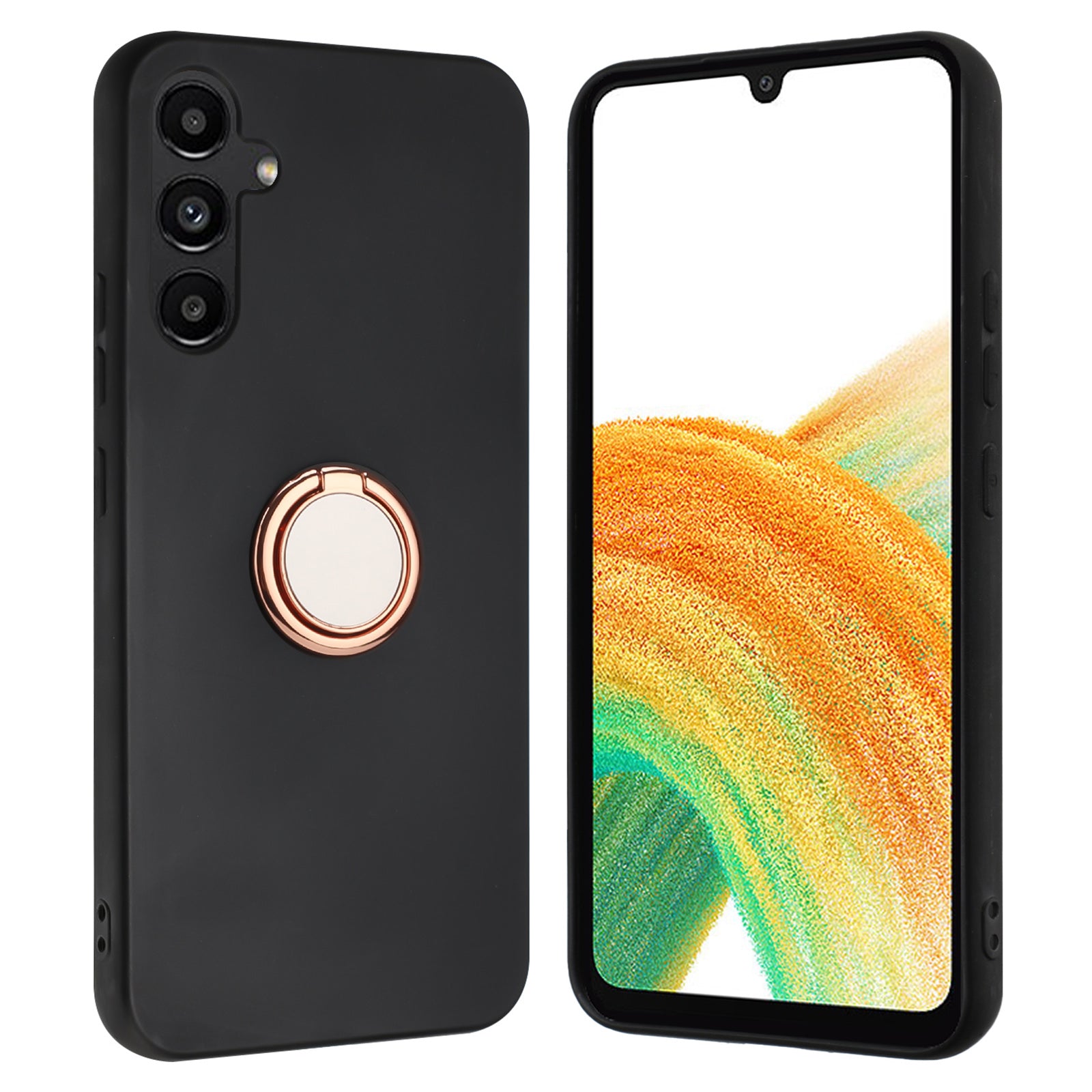 For Samsung Galaxy F34 5G M34 5G Anti-scratch Matte TPU Case Protective Phone Cover with Ring Kickstand