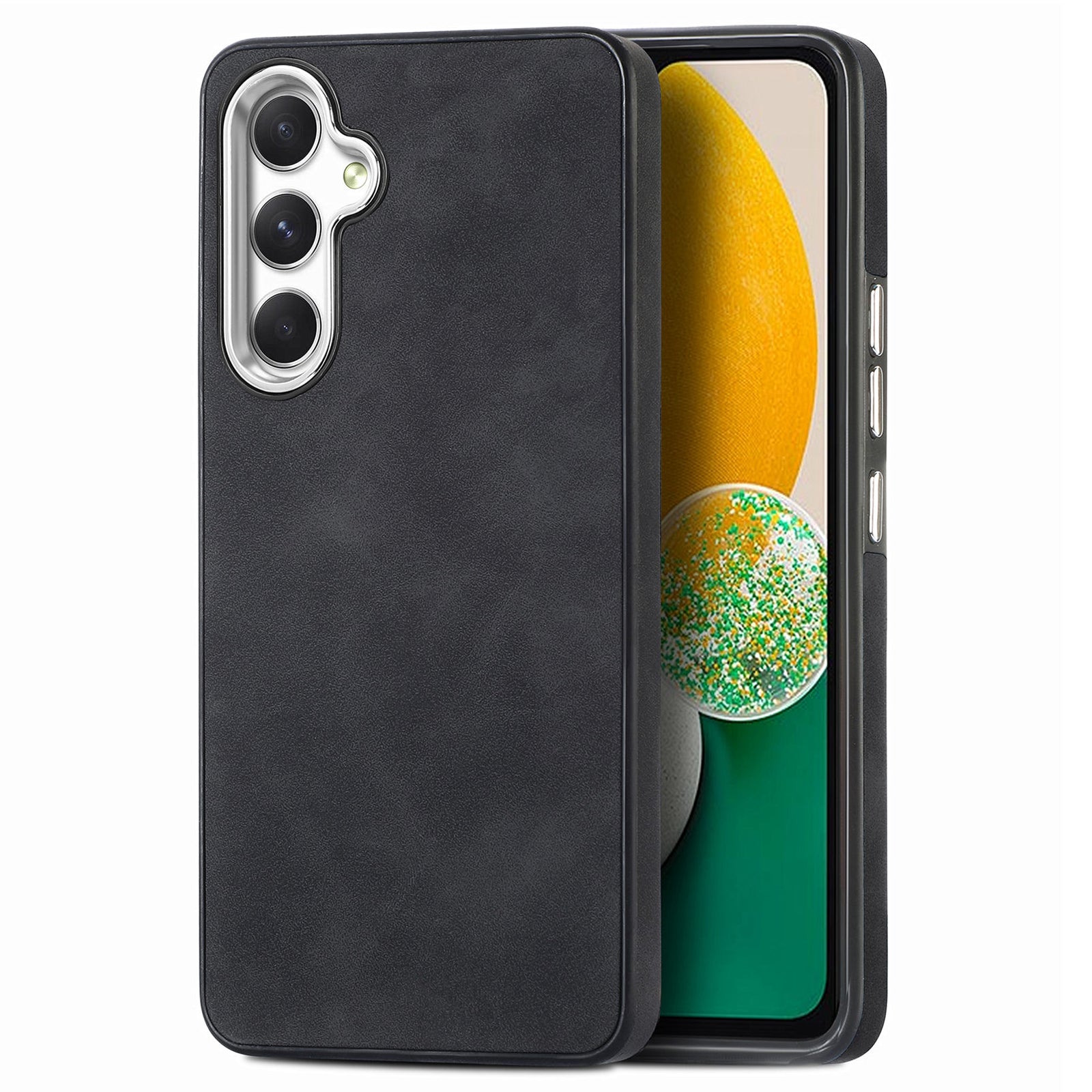 For Samsung Galaxy A13 5G PU Leather TPU Phone Case Electroplating Camera Frame Skin-touch Cover