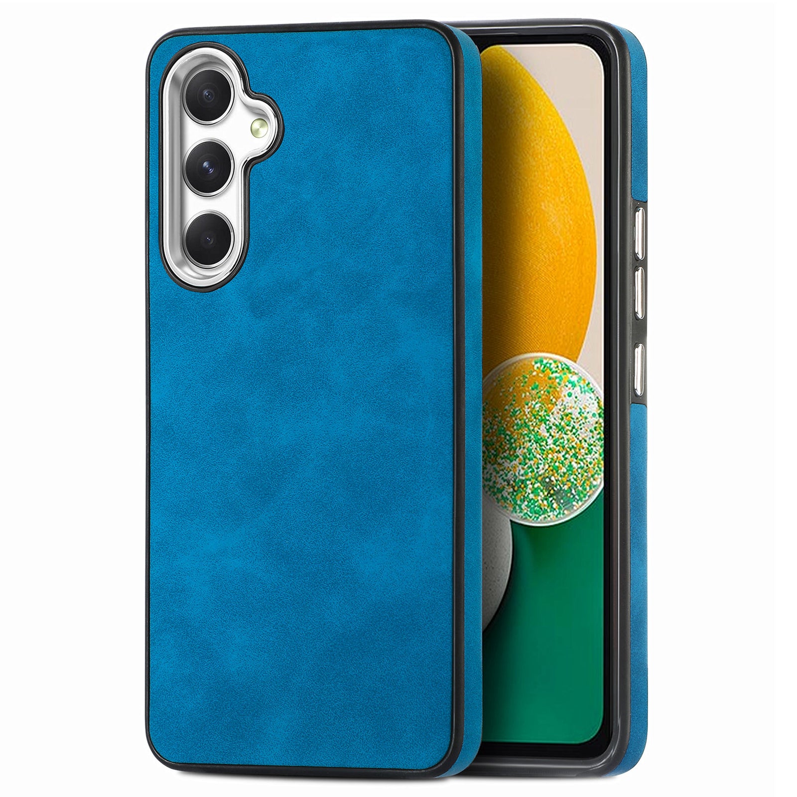 For Samsung Galaxy A13 5G PU Leather TPU Phone Case Electroplating Camera Frame Skin-touch Cover