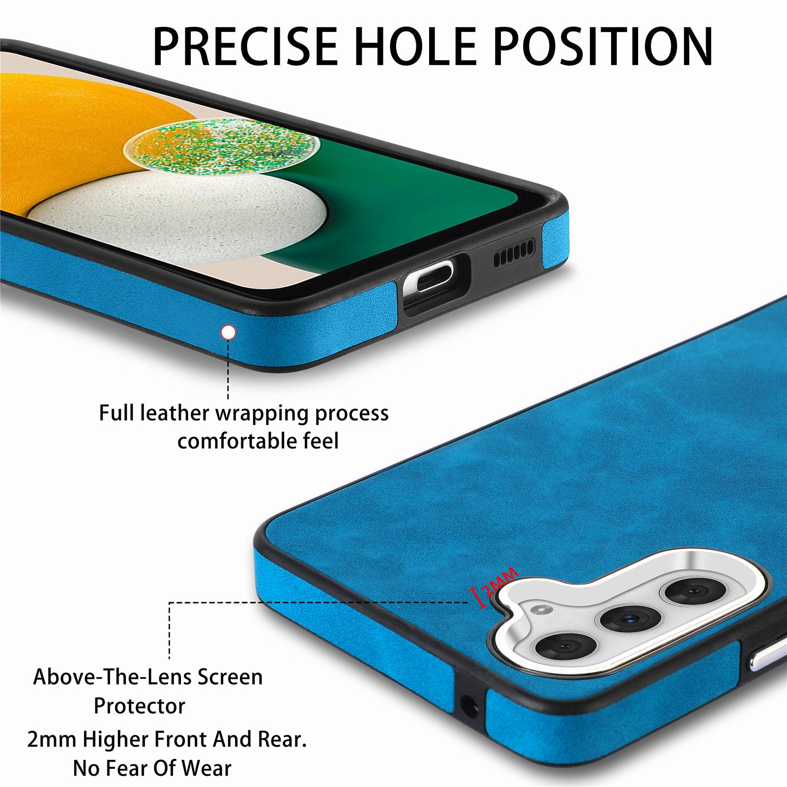 For Samsung Galaxy A13 5G PU Leather TPU Phone Case Electroplating Camera Frame Skin-touch Cover