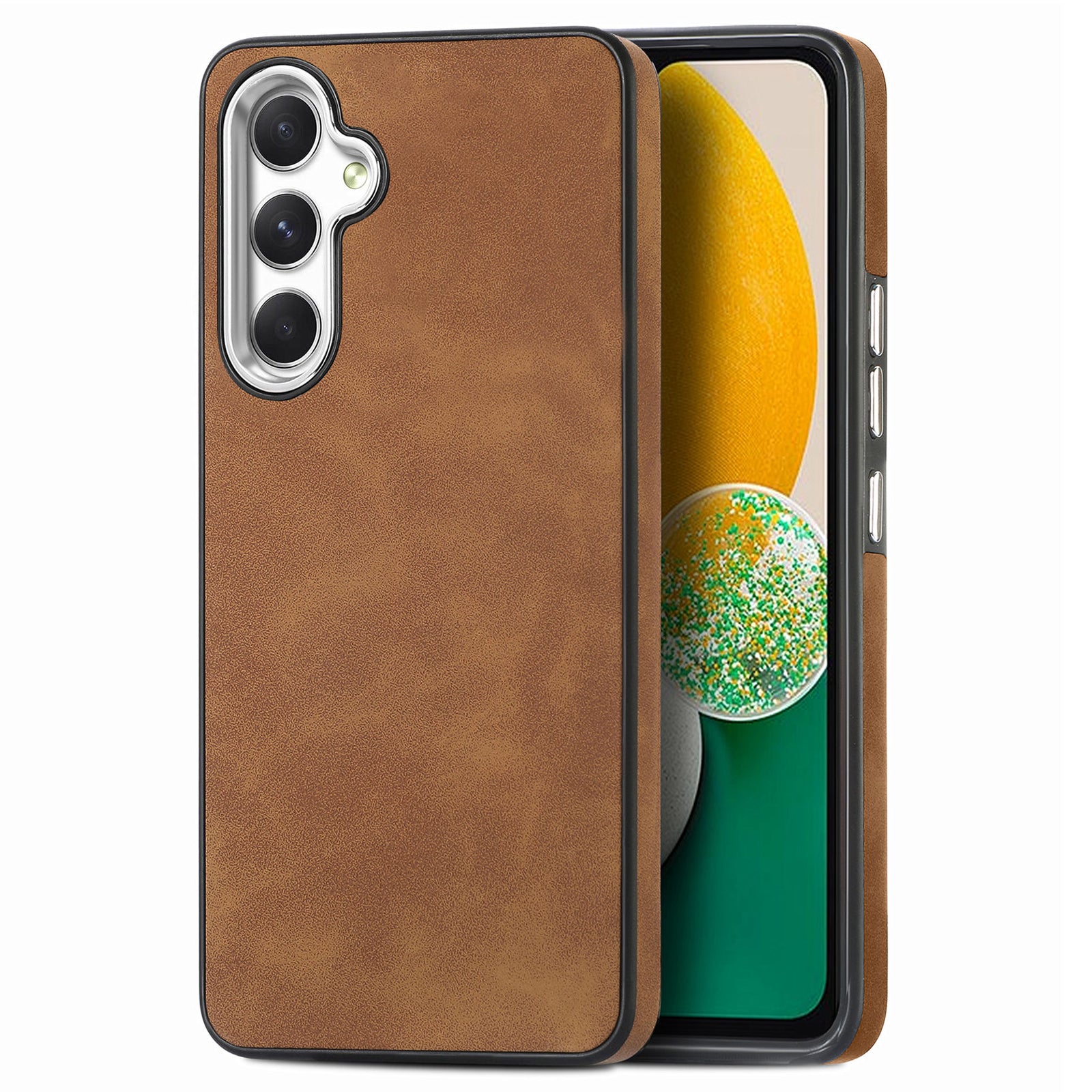 For Samsung Galaxy A13 5G PU Leather TPU Phone Case Electroplating Camera Frame Skin-touch Cover