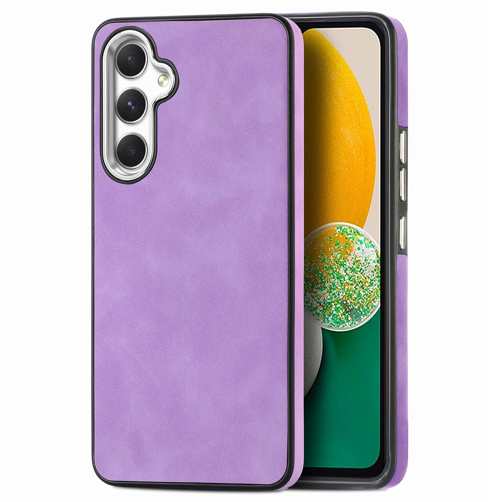 For Samsung Galaxy A13 5G PU Leather TPU Phone Case Electroplating Camera Frame Skin-touch Cover