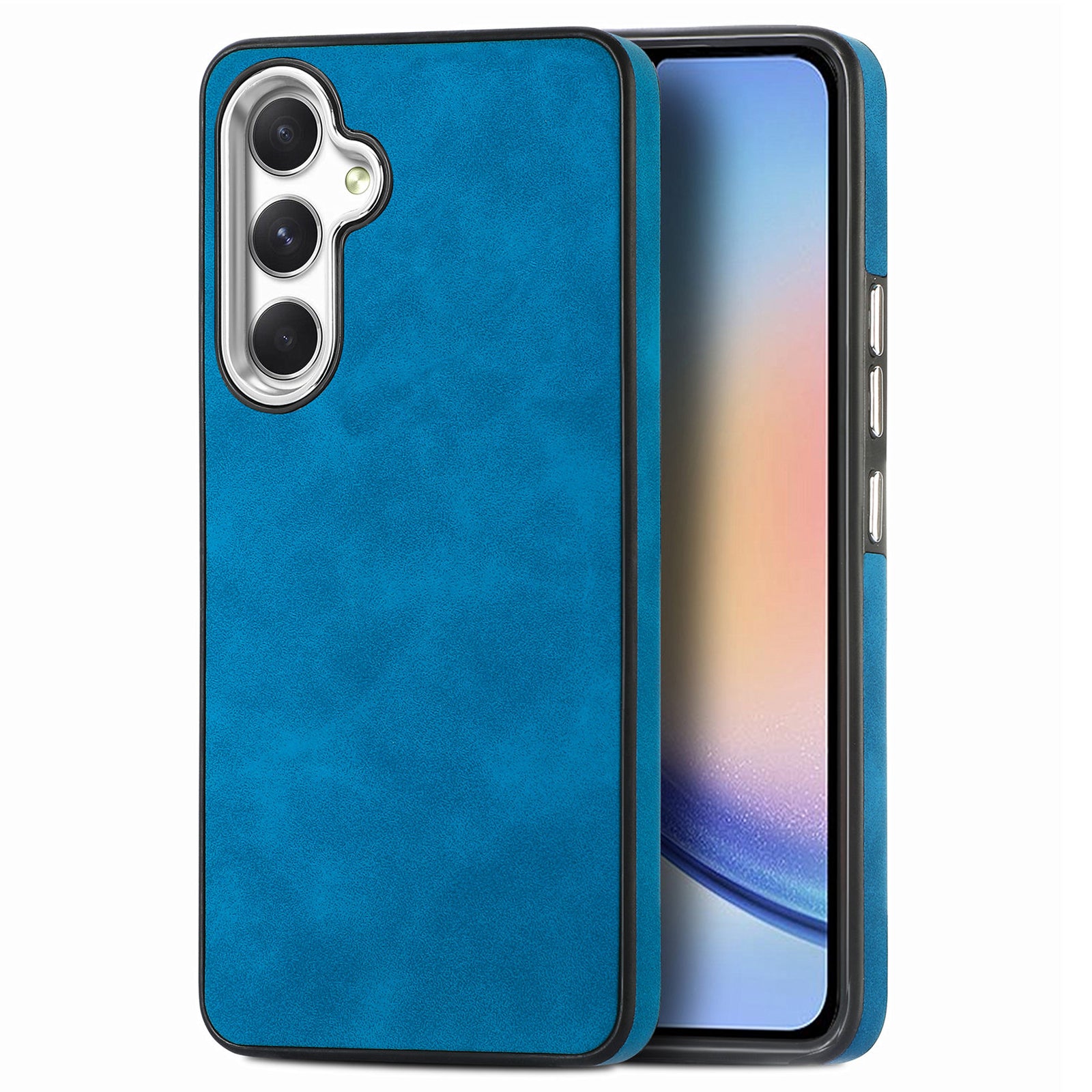 For Samsung Galaxy A34 5G Skin-touch Feeling Case PU Leather TPU Electroplating Camera Frame Phone Cover