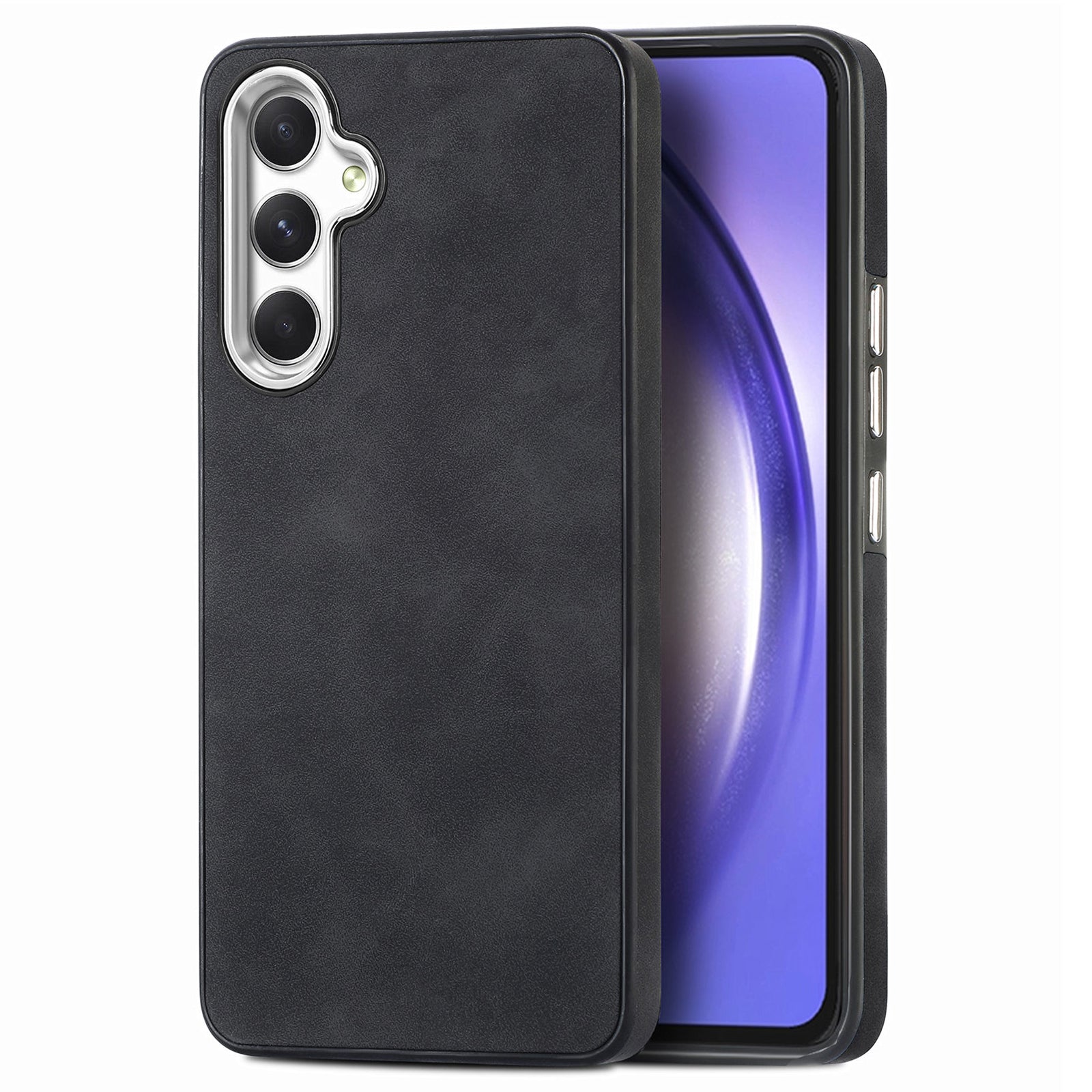 For Samsung Galaxy A54 5G PU Leather TPU Skin-touch Cover Protective Electroplating Camera Frame Phone Case