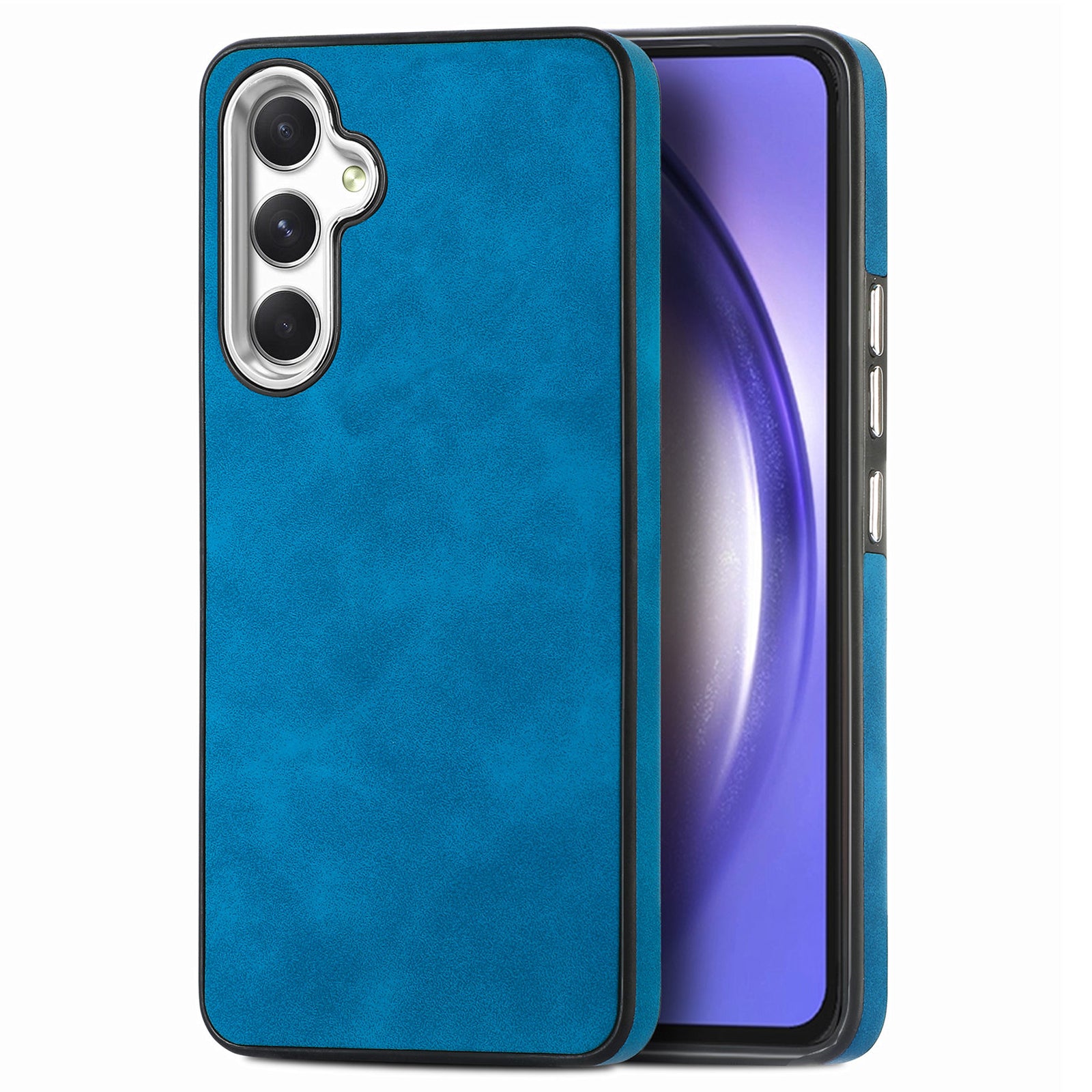 For Samsung Galaxy A54 5G PU Leather TPU Skin-touch Cover Protective Electroplating Camera Frame Phone Case