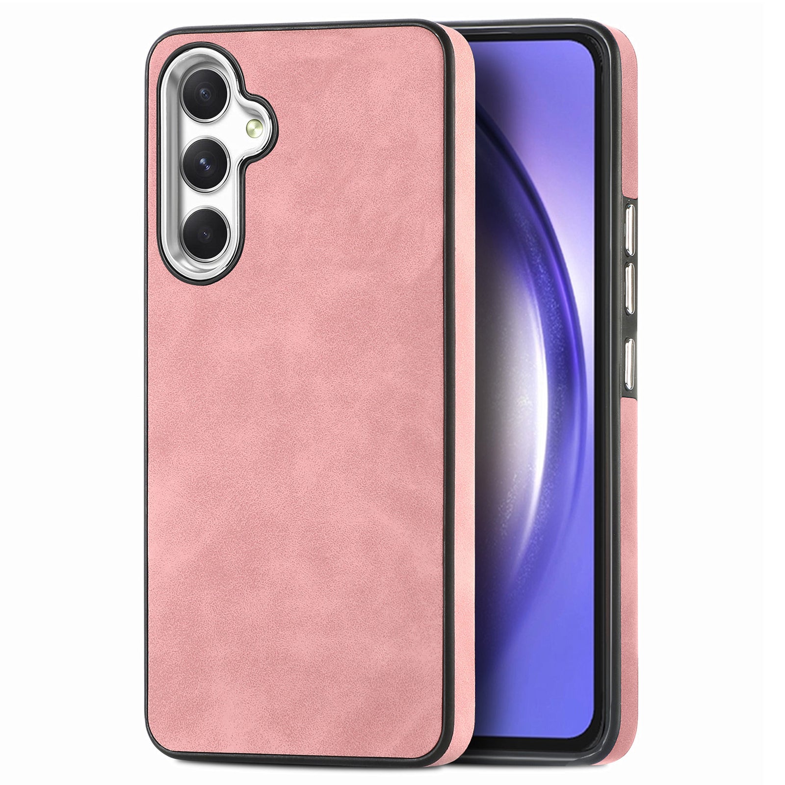 For Samsung Galaxy A54 5G PU Leather TPU Skin-touch Cover Protective Electroplating Camera Frame Phone Case