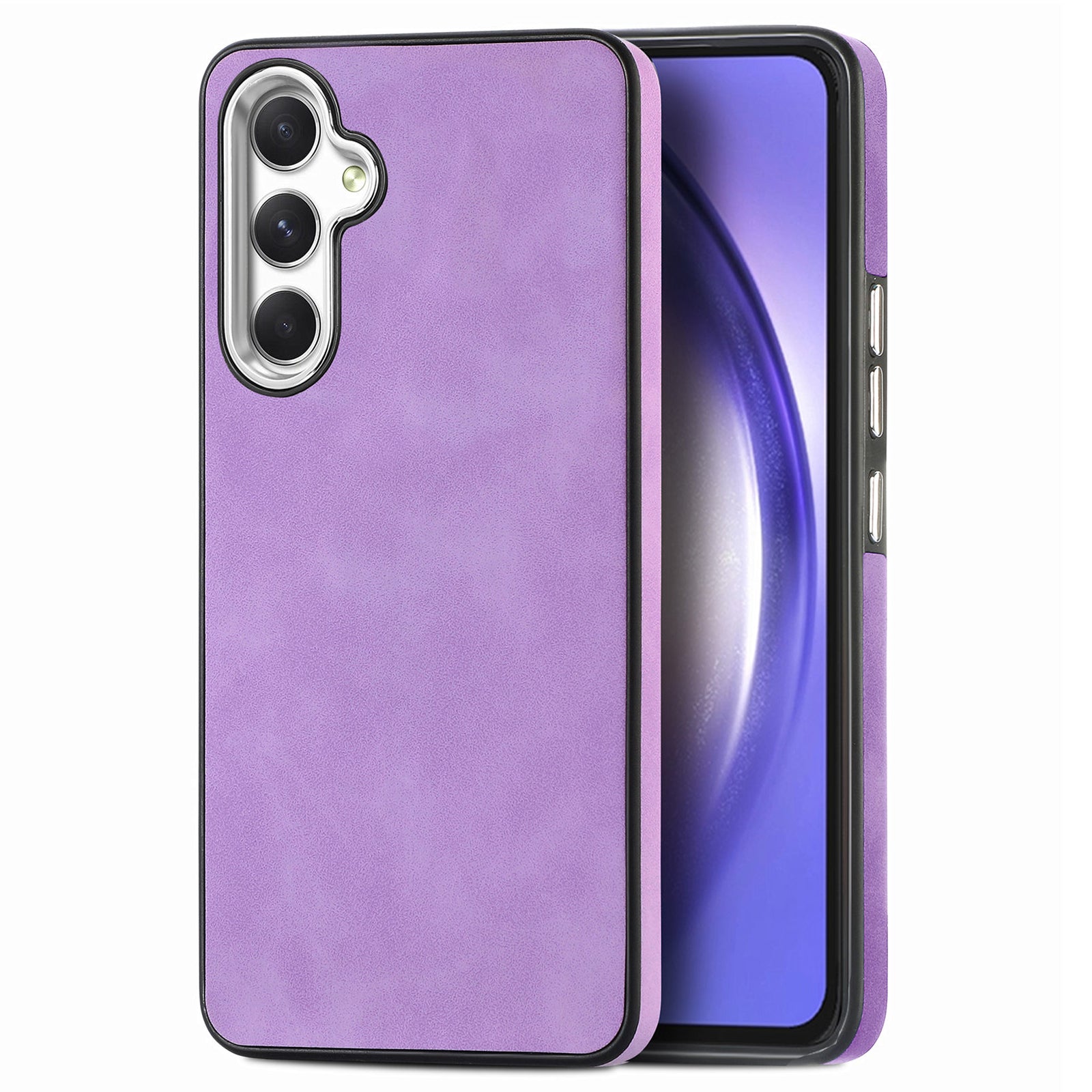 For Samsung Galaxy A54 5G PU Leather TPU Skin-touch Cover Protective Electroplating Camera Frame Phone Case