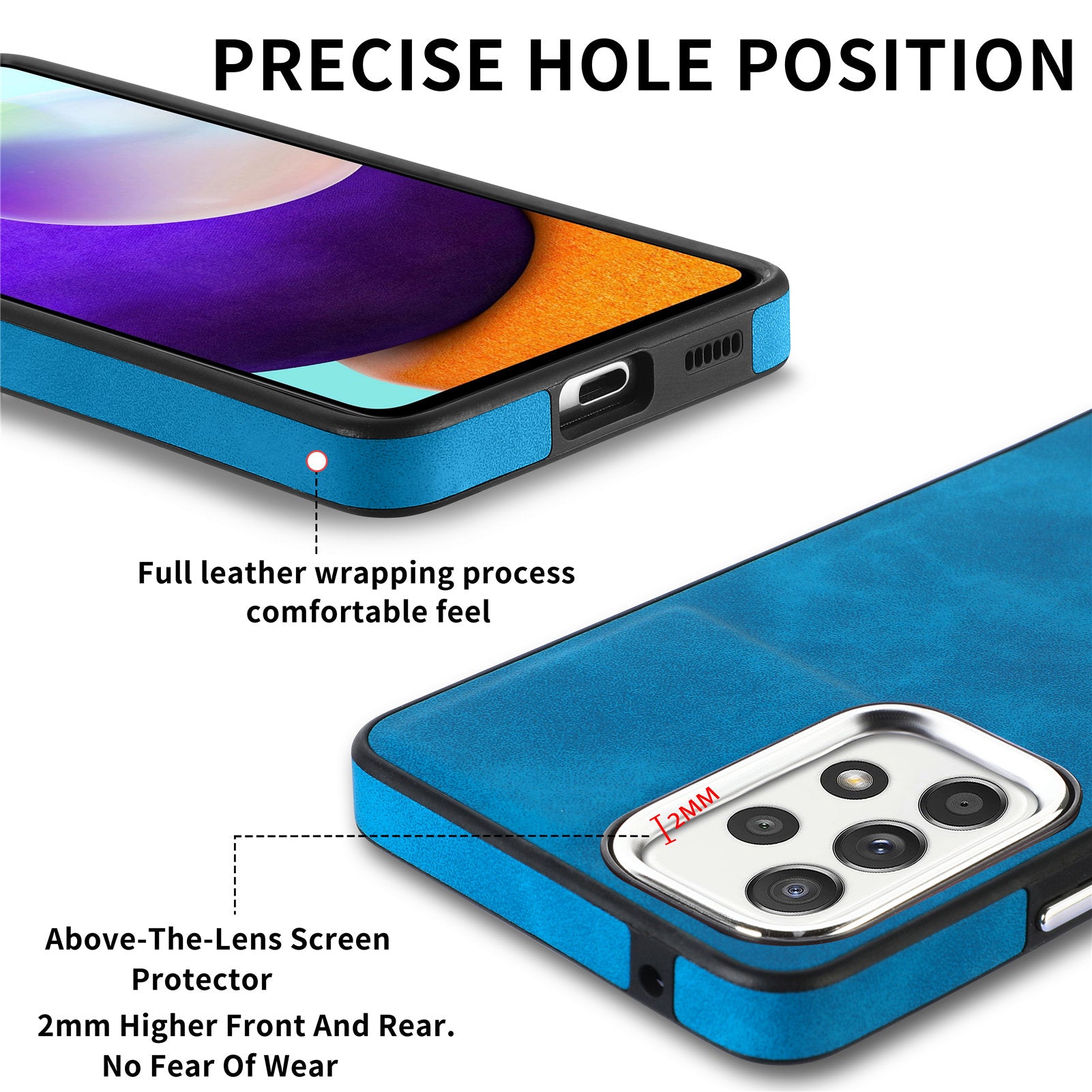 Skin-touch Phone Case for Samsung Galaxy A52 4G 5G A52s 5G PU Leather Coated TPU Cover with Electroplating Camera Frame