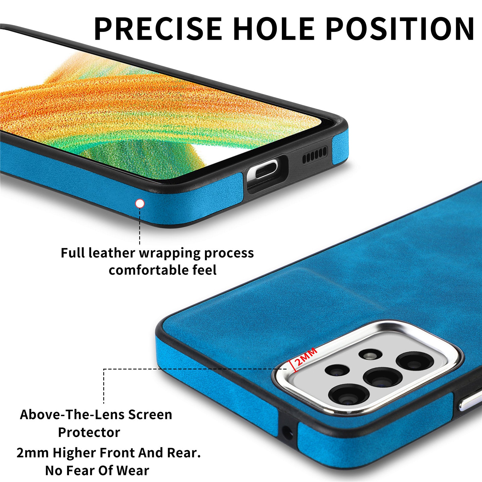 For Samsung Galaxy A33 5G Back Cover Skin-touch Leather Coated TPU Electroplating Camera Frame Phone Case