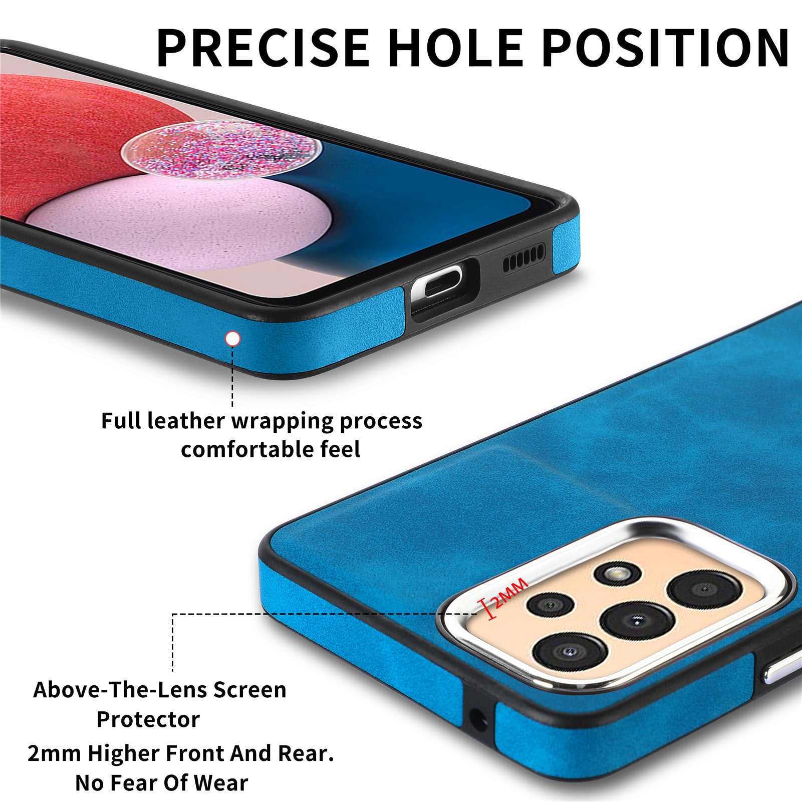 For Samsung Galaxy A13 4G PU Leather TPU Skin-touch Case Electroplating Camera Frame Phone Cover