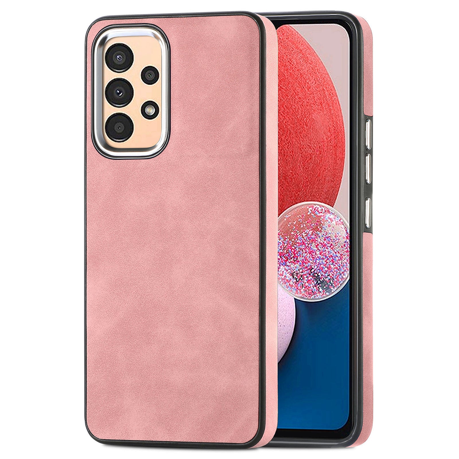 For Samsung Galaxy A13 4G PU Leather TPU Skin-touch Case Electroplating Camera Frame Phone Cover