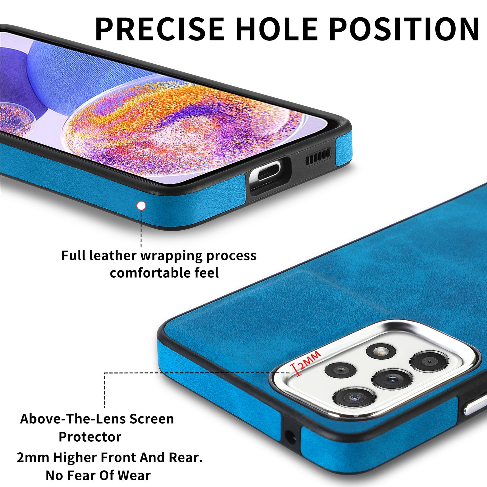 Skin-touch Case for Samsung Galaxy A23 4G A23 5G (Global Version) PU Leather Coated TPU Phone Cover with Electroplating Camera Frame