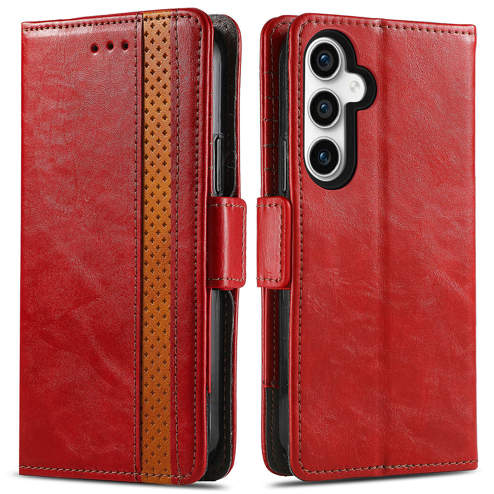 CASENEO 002 Series For Samsung Galaxy S23 FE Phone Cover RFID Blocking Splicing PU Leather Stand Wallet Case