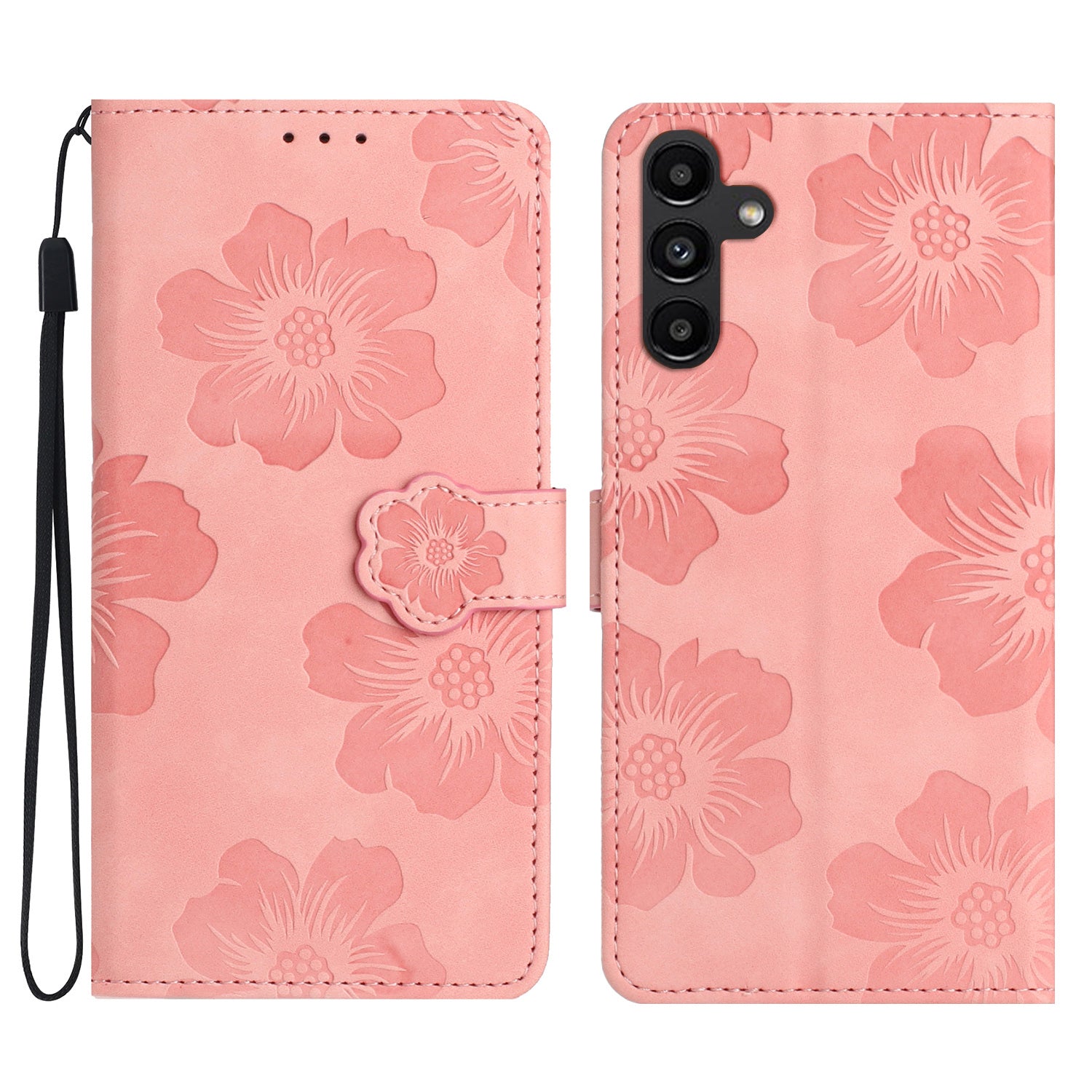 For Samsung Galaxy A25 5G Flowers Imprinted Flip Stand Case PU Leather Wallet Phone Cover