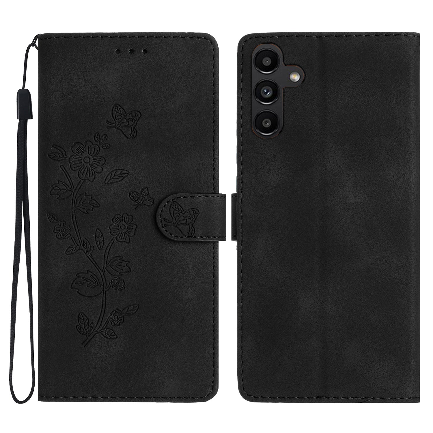 PU Leather Phone Cover For Samsung Galaxy A25 5G Magnetic Phone Case Imprinted Flower Wallet Stand Shell