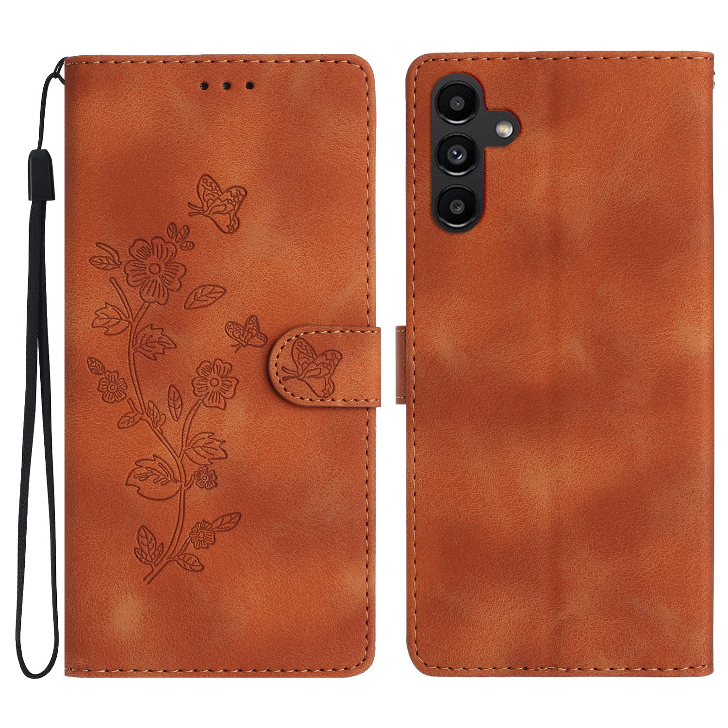 PU Leather Phone Cover For Samsung Galaxy A25 5G Magnetic Phone Case Imprinted Flower Wallet Stand Shell