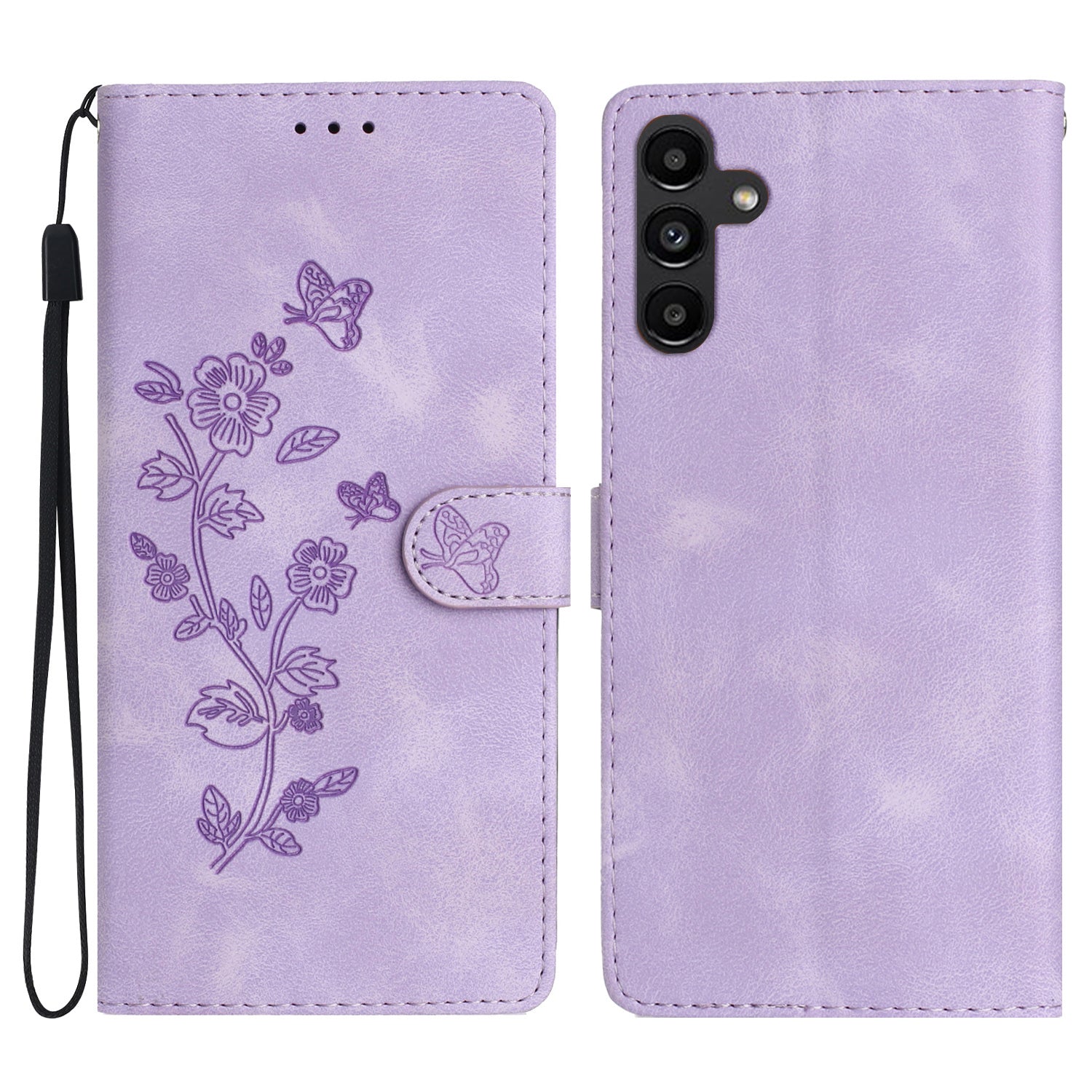 PU Leather Phone Cover For Samsung Galaxy A25 5G Magnetic Phone Case Imprinted Flower Wallet Stand Shell