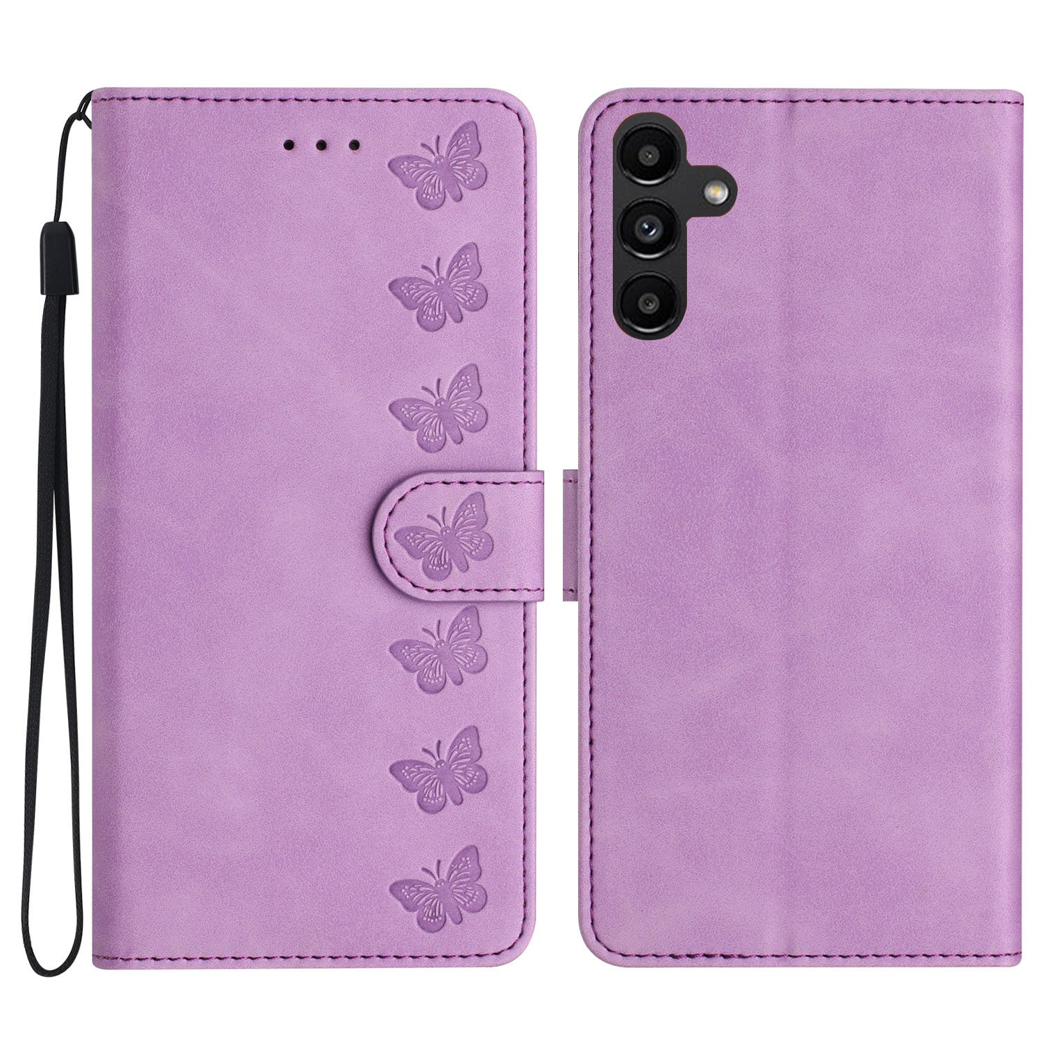 For Samsung Galaxy S23 FE Imprinted Butterfly Phone Cover PU Leather Wallet Flip Stand Cell Phone Case