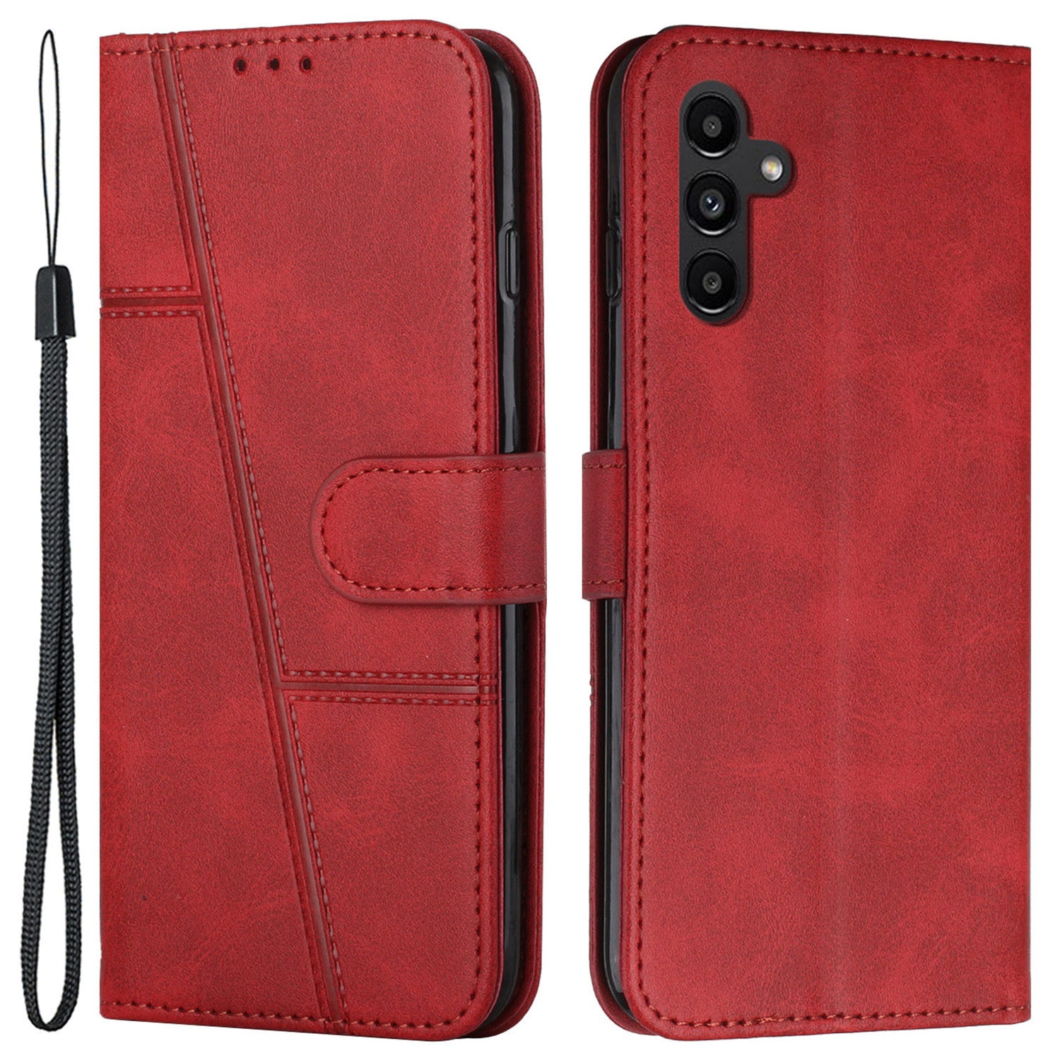 Wallet Phone Case for Samsung Galaxy A24 4G A25 5G PU Leather Calf Texture Stand Cover