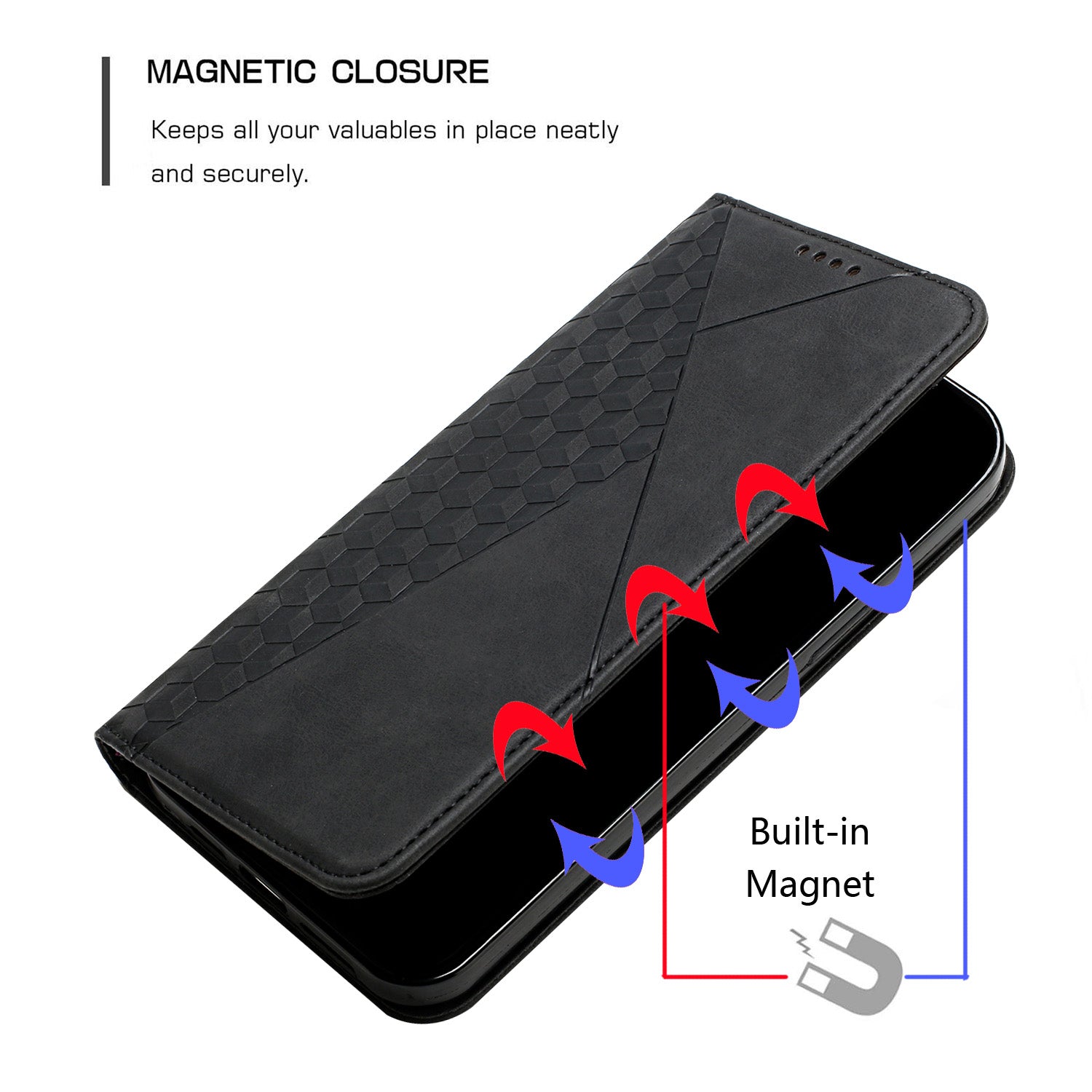 Phone Stand Shell Wallet for Samsung Galaxy S23 FE Imprinted Rhombus Leather Case Skin-touch Cover
