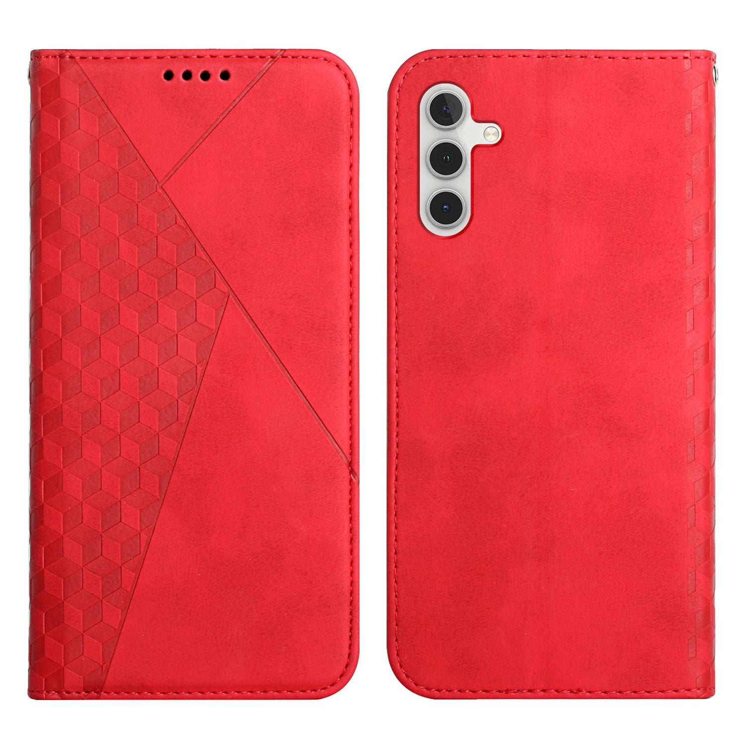 Phone Stand Shell Wallet for Samsung Galaxy S23 FE Imprinted Rhombus Leather Case Skin-touch Cover