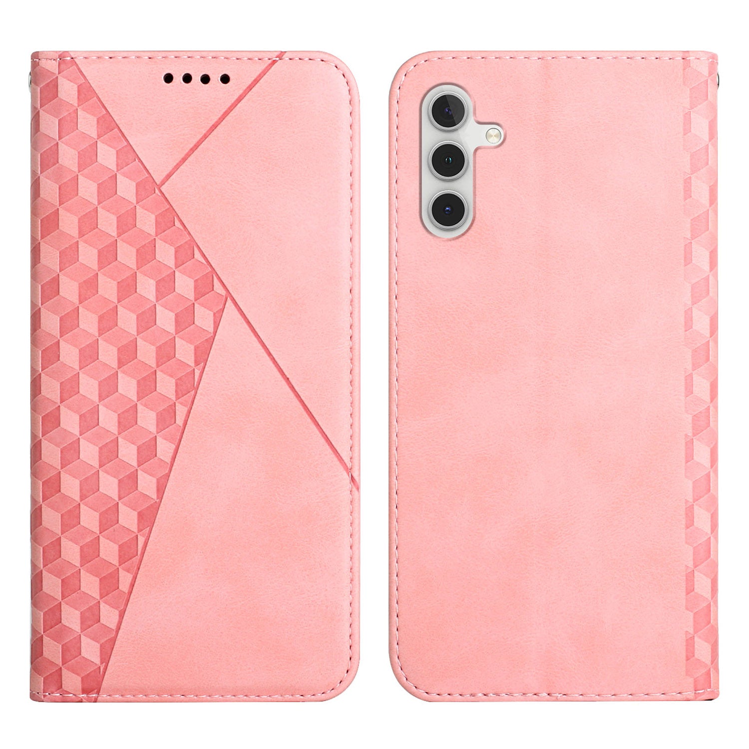 Phone Stand Shell Wallet for Samsung Galaxy S23 FE Imprinted Rhombus Leather Case Skin-touch Cover