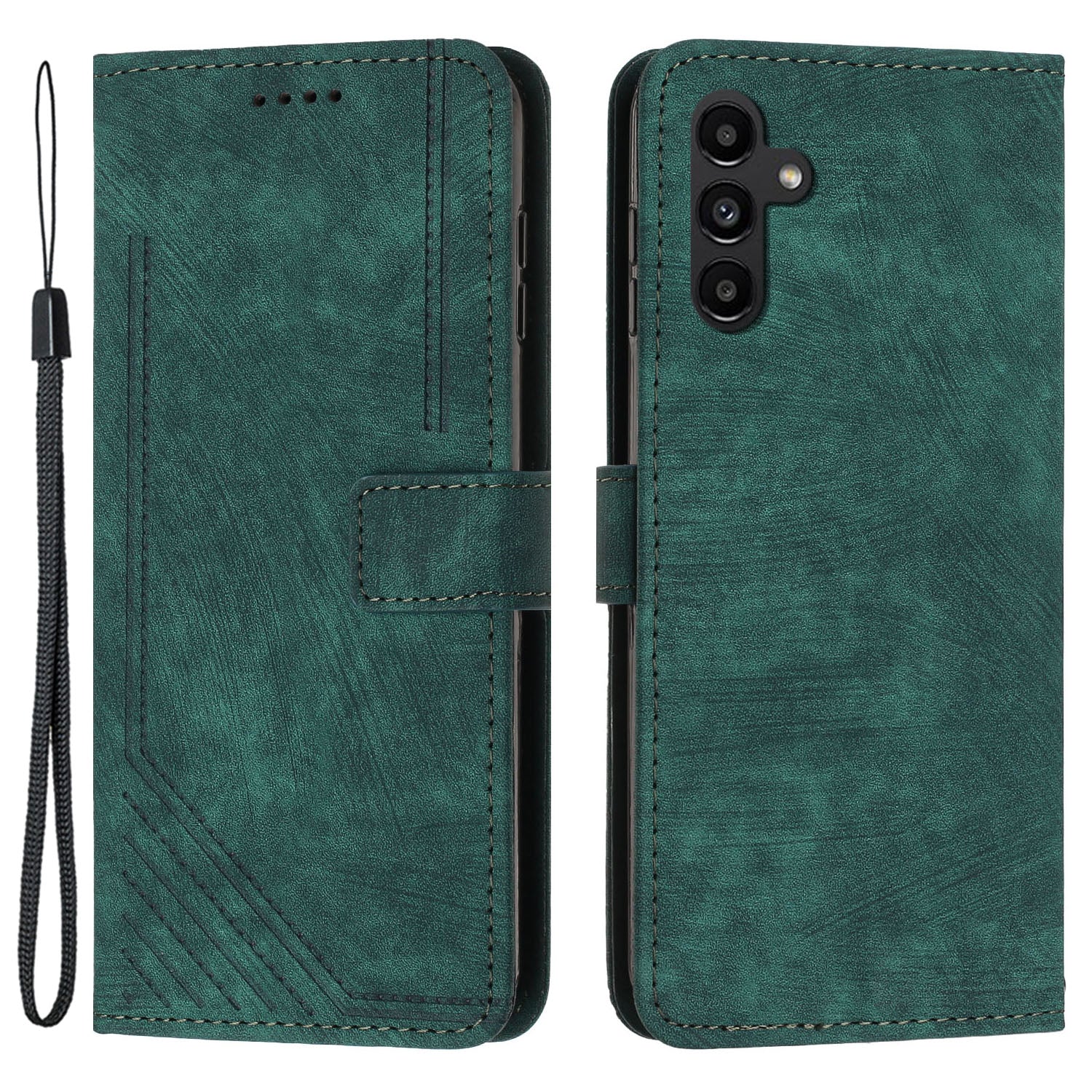 PU Leather Phone Shell For Samsung Galaxy S23 FE Skin-touch Wallet Phone Case Imprinted Lines Stand Cover