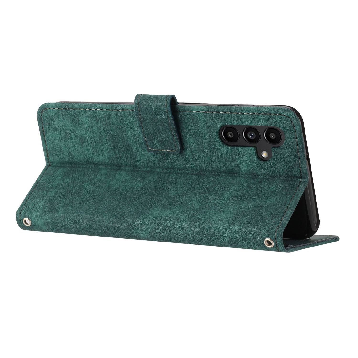 PU Leather Phone Shell For Samsung Galaxy S23 FE Skin-touch Wallet Phone Case Imprinted Lines Stand Cover