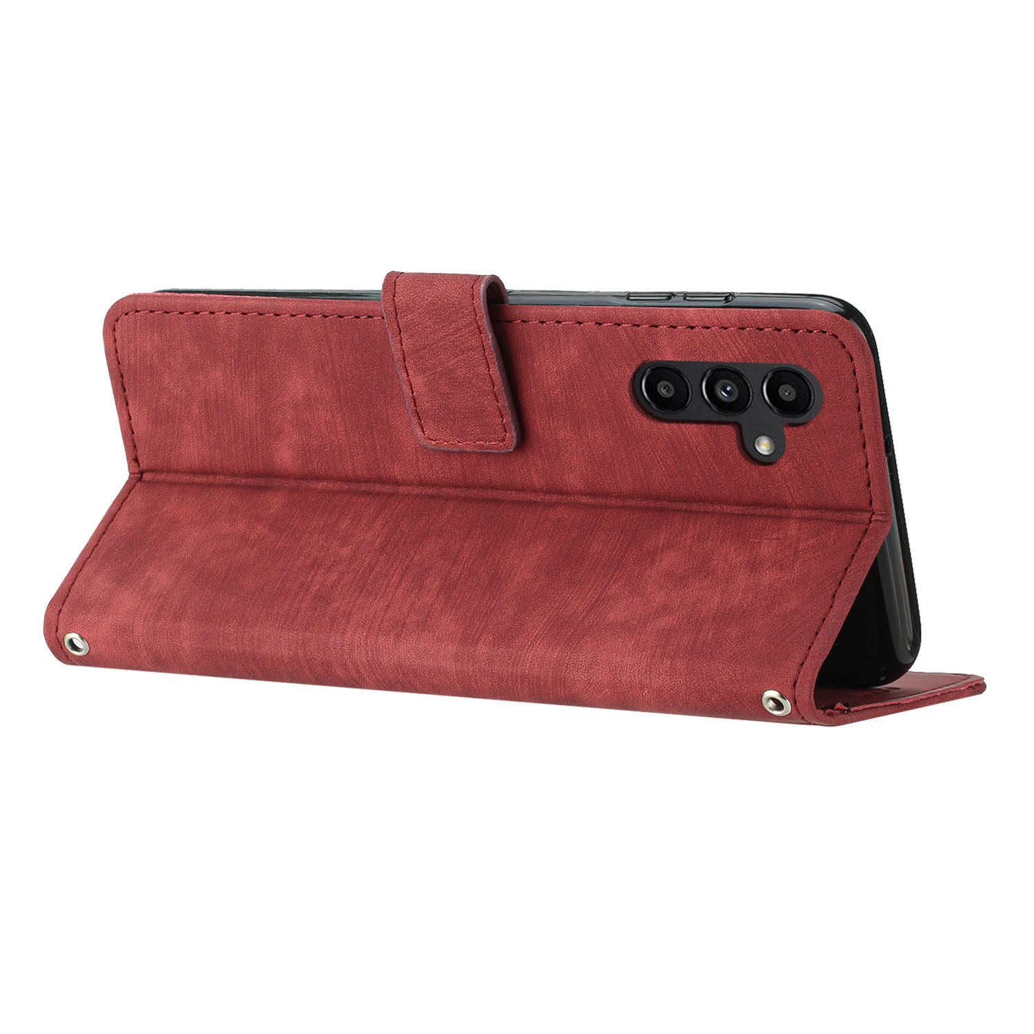 Leather Case for Samsung Galaxy S23 FE Lines Imprinted Stand Wallet Phone Cover with Shoulder Strap