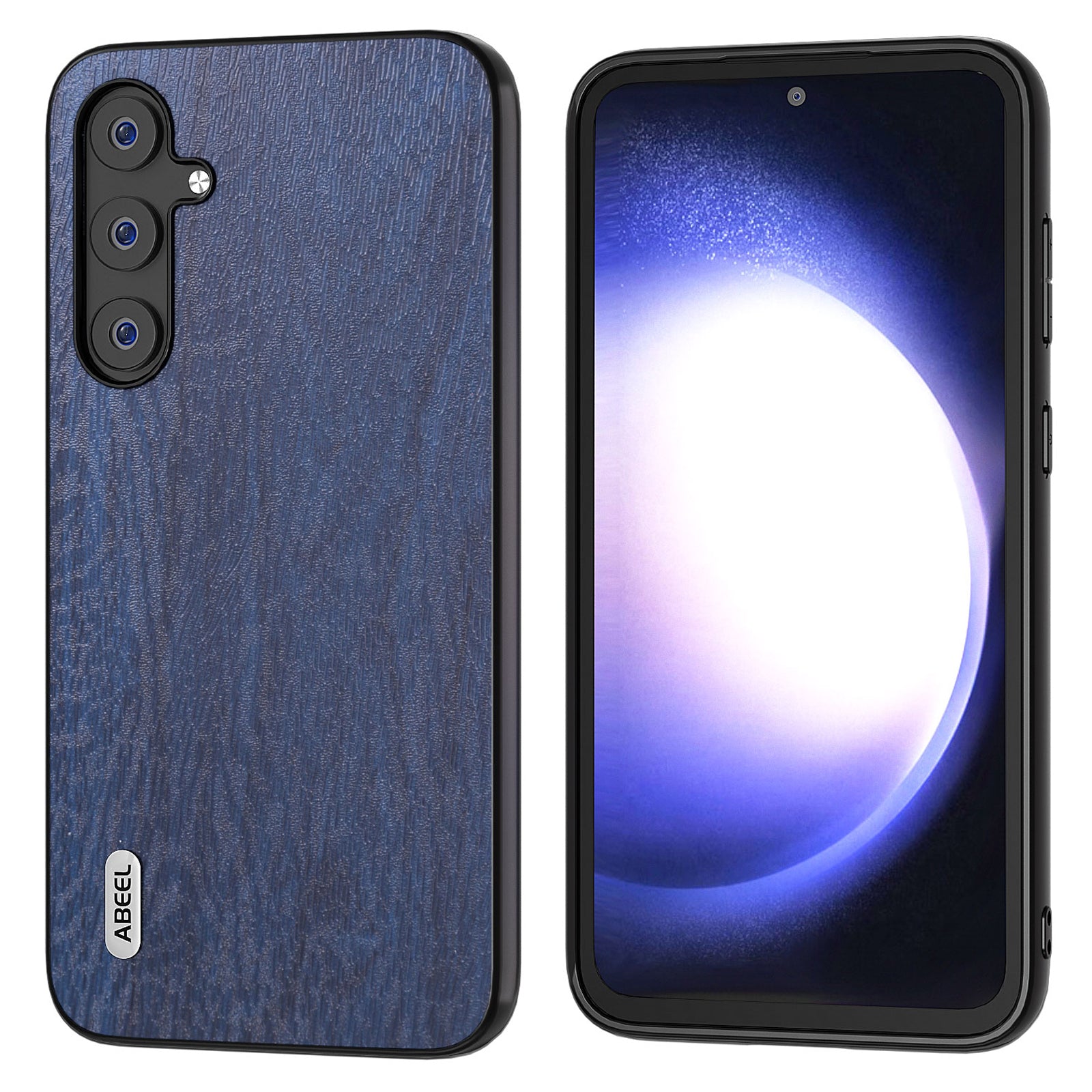 ABEEL For Samsung Galaxy S23 FE Wood Grain Phone Case PU Leather TPU PC Anti-scratch Cover