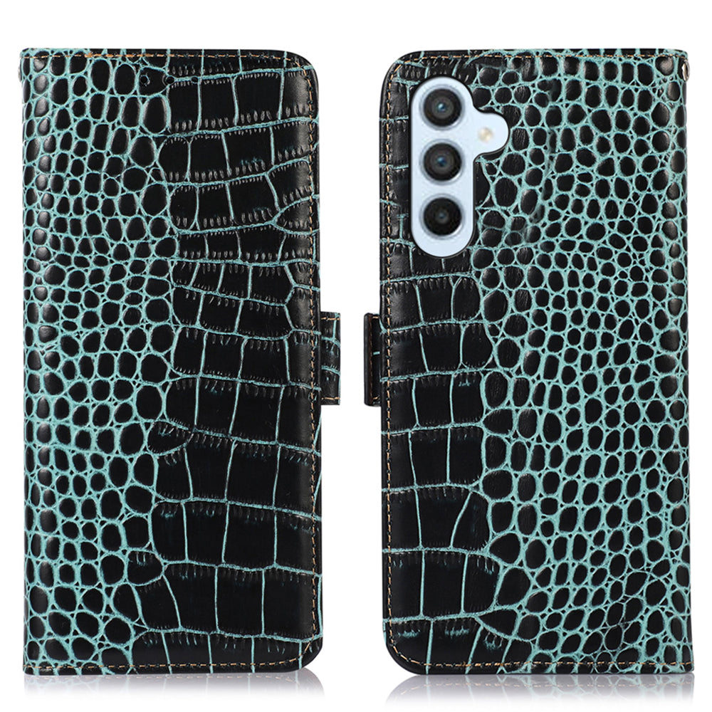 For Samsung Galaxy F34 5G M34 5G Genuine Cow Leather Anti-drop Phone Case RFID Blocking Wallet Stand Cover