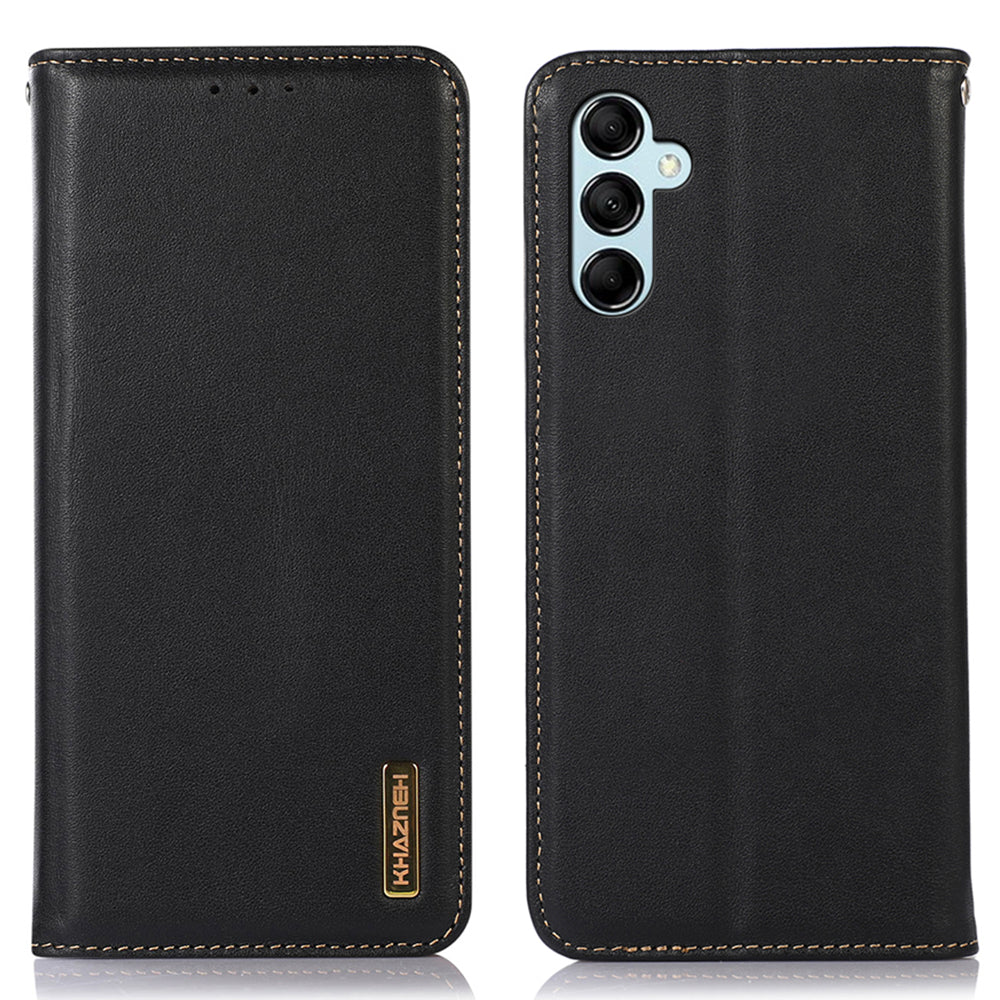 KHAZNEH For Samsung Galaxy F34 5G M34 5G Genuine Cow Leather Stand Cover RFID Blocking Wallet Phone Case