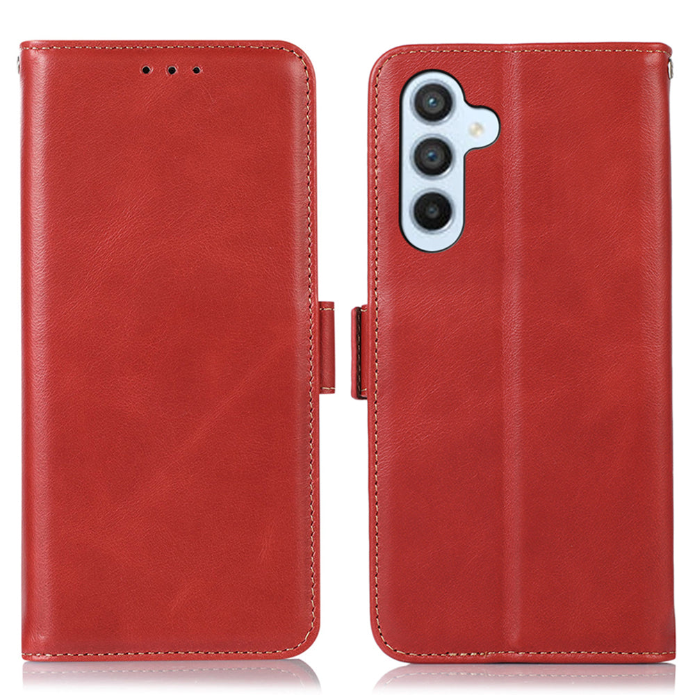 For Samsung Galaxy F34 5G M34 5G RFID Blocking Wallet Stand Cover Genuine Cow Leather Shockproof Phone Case