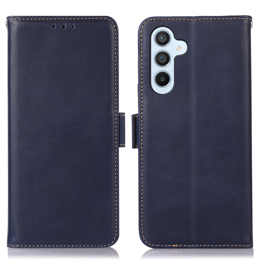 For Samsung Galaxy F34 5G M34 5G RFID Blocking Wallet Stand Cover Genuine Cow Leather Shockproof Phone Case